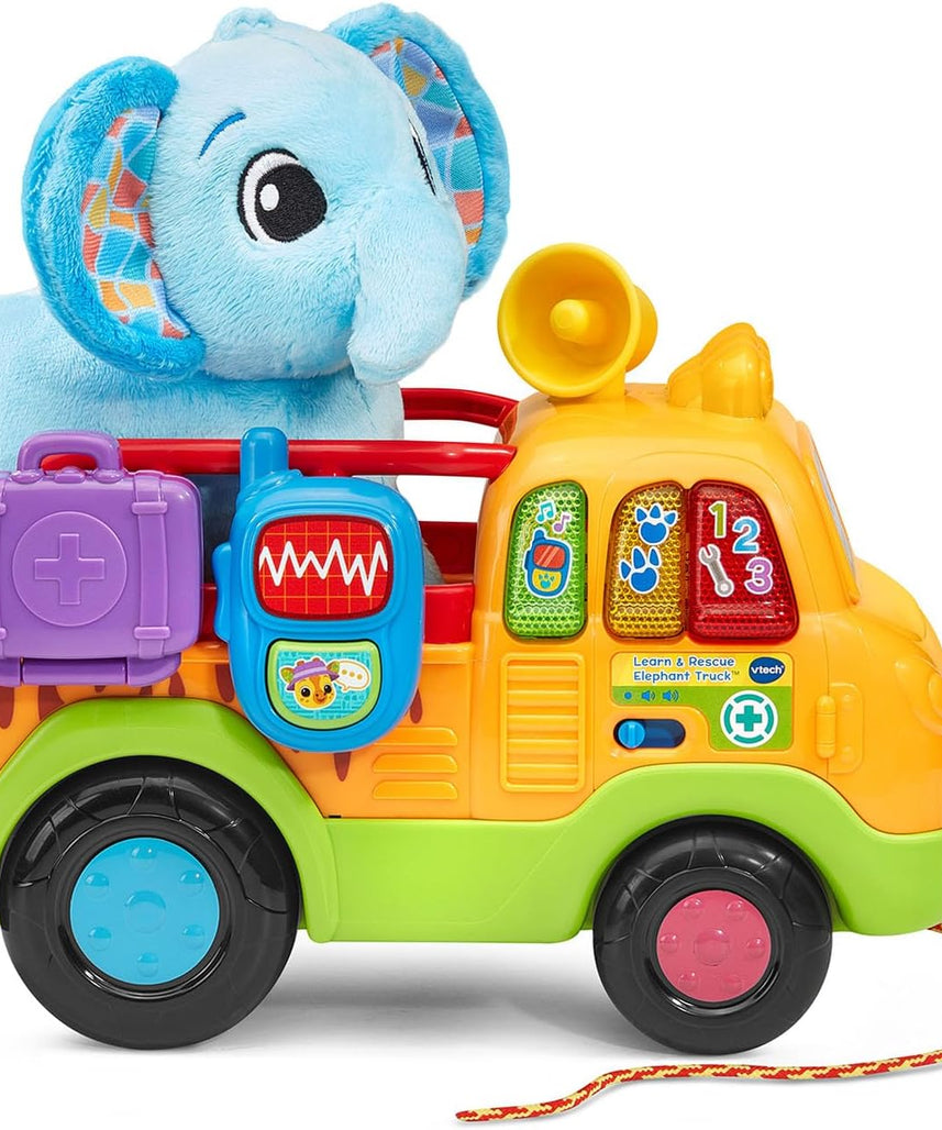 VTech Learn and Rescue Elephant Truck Pull Toy with Plush Elephant