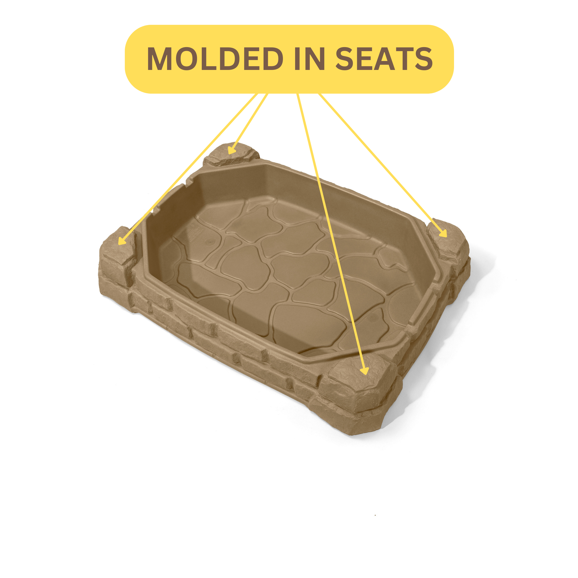 Step2 Naturally Playful Sandbox with Lid, Outdoor Sandpit, Sensory Play and Activity Toy with 4 Molded Seats, Backyard Garden Sandpit with 90 kg Holding Capacity, Suitable for Toddlers Aged 2+