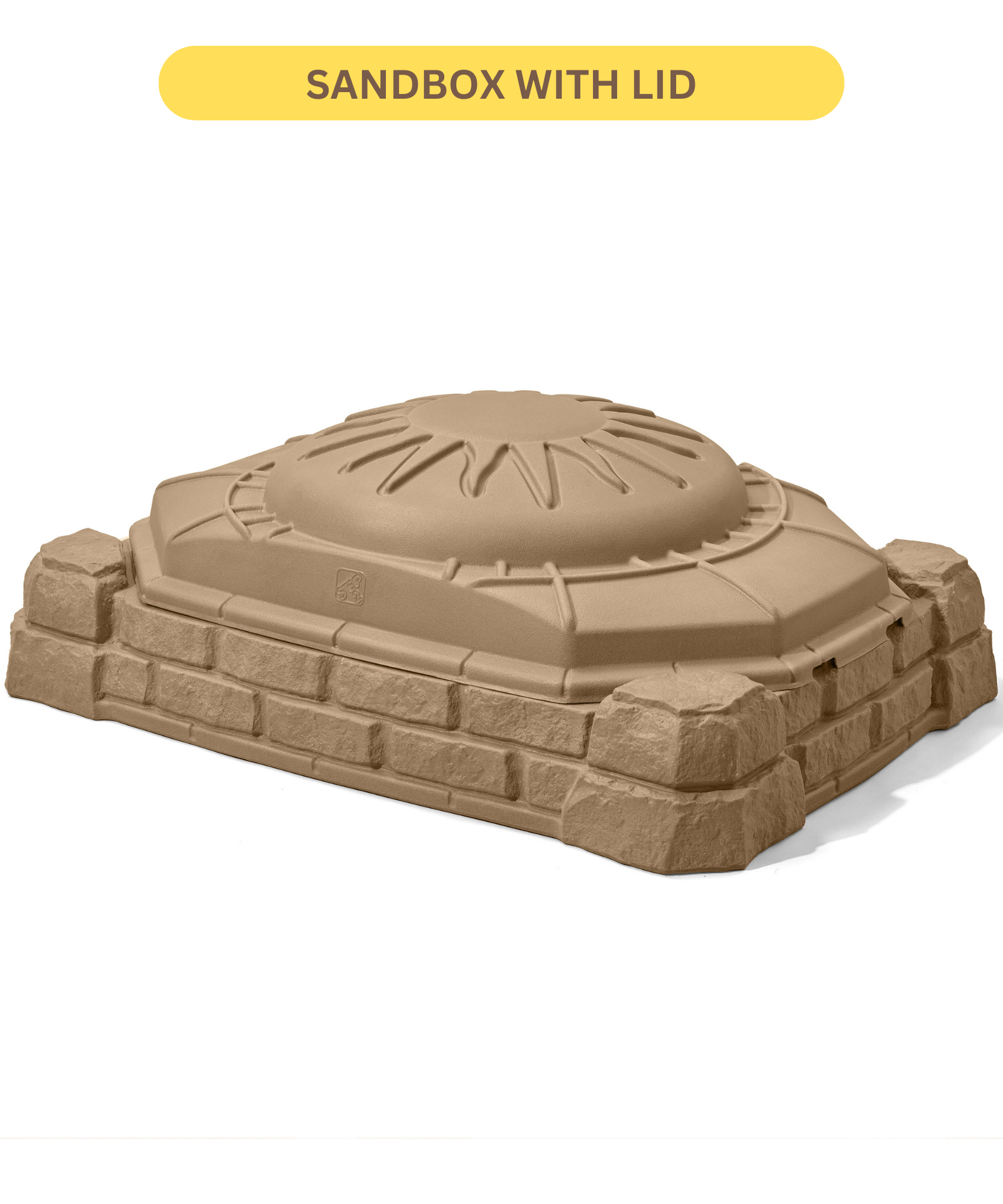 Step2 Naturally Playful Sandbox with Lid, Outdoor Sandpit, Sensory Play and Activity Toy with 4 Molded Seats, Backyard Garden Sandpit with 90 kg Holding Capacity, Suitable for Toddlers Aged 2+