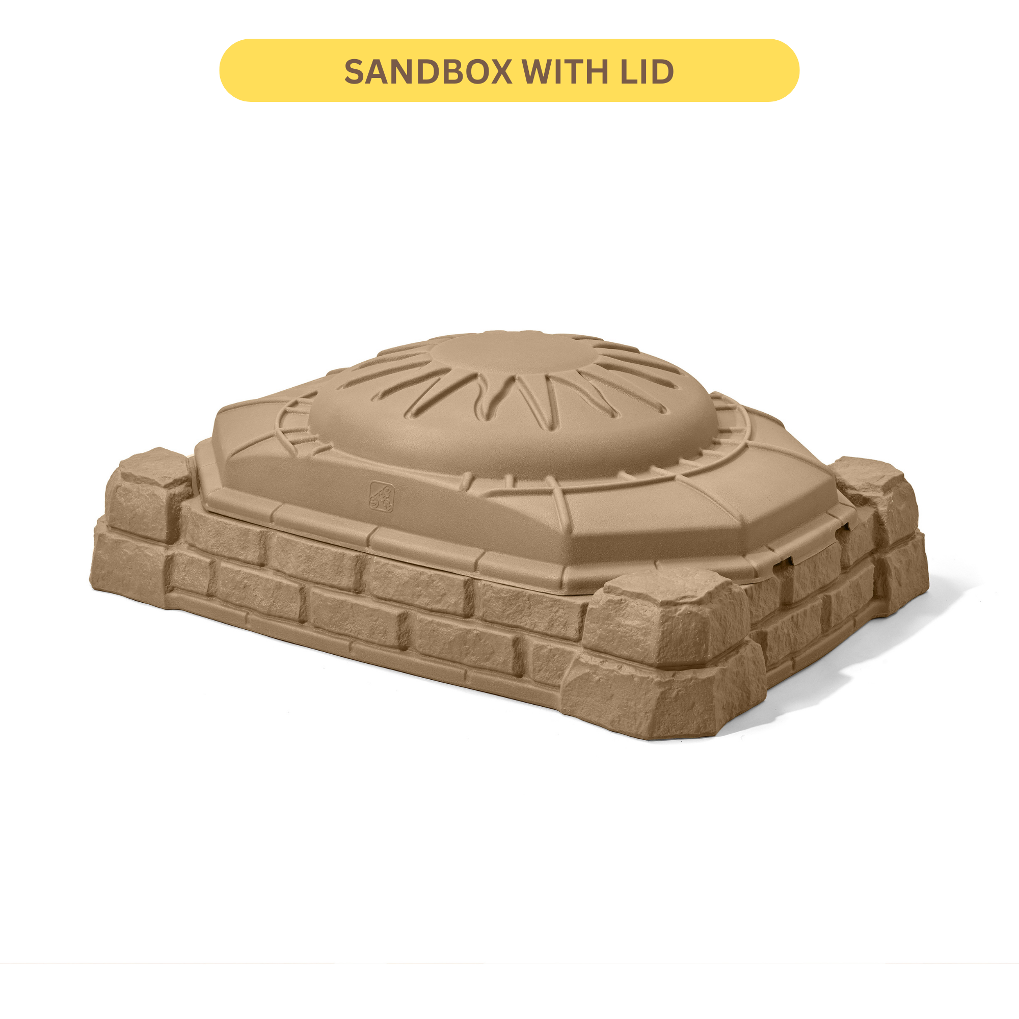Step2 Naturally Playful Sandbox with Lid, Outdoor Sandpit, Sensory Play and Activity Toy with 4 Molded Seats, Backyard Garden Sandpit with 90 kg Holding Capacity, Suitable for Toddlers Aged 2+