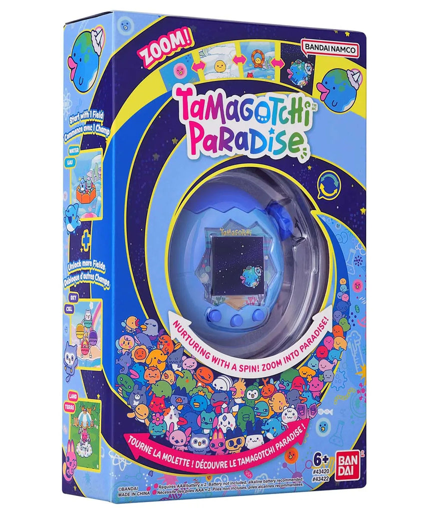 Bandai - Tamagotchi Paradise Eau - Virtual Animal to Raise - Tamagotchi with Zoom Wheel - Interactive Toy in French - Water Model Blue - Children's Toy 6 Years and Above - 43422