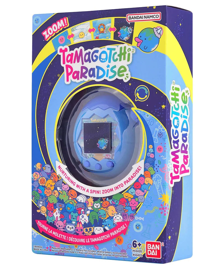 Bandai - Tamagotchi Paradise Eau - Virtual Animal to Raise - Tamagotchi with Zoom Wheel - Interactive Toy in French - Water Model Blue - Children's Toy 6 Years and Above - 43422