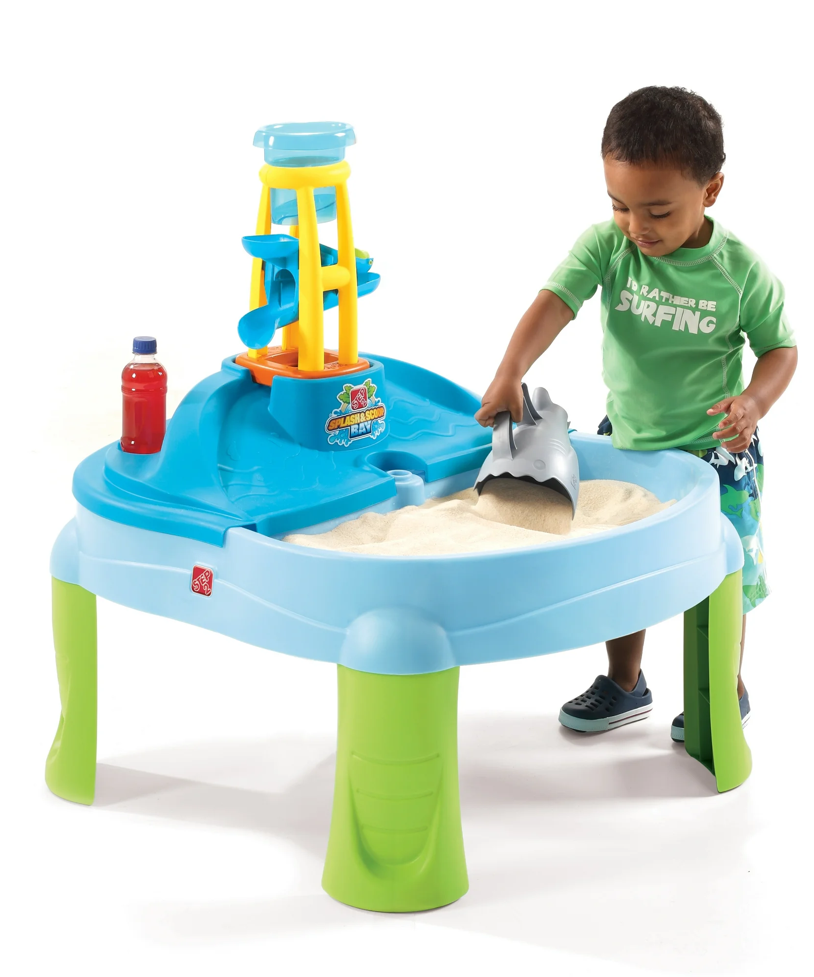 طاولة الرمل والماء من ستيب 2 سبلاش آند سكوب باي، للاستخدام الداخلي والخارجي، مجموعة ألعاب حسية، لعبة نشاط مع ملحقات من 5 قطع، مركز ألعاب وأنشطة STEM، مناسب للأطفال من الأولاد والبنات من عمر سنتين فما فوق