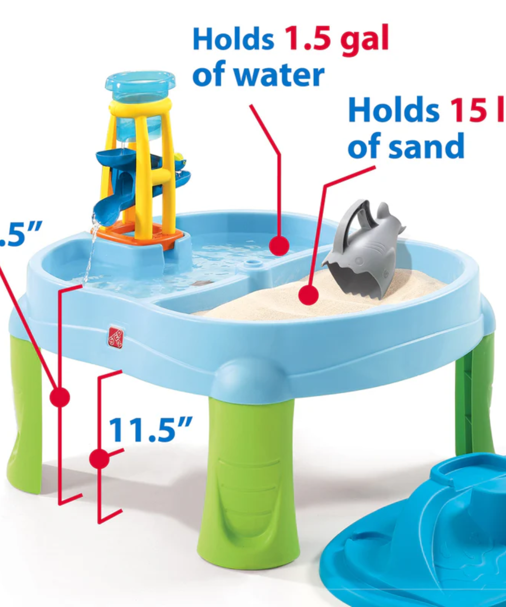 طاولة الرمل والماء من ستيب 2 سبلاش آند سكوب باي، للاستخدام الداخلي والخارجي، مجموعة ألعاب حسية، لعبة نشاط مع ملحقات من 5 قطع، مركز ألعاب وأنشطة STEM، مناسب للأطفال من الأولاد والبنات من عمر سنتين فما فوق
