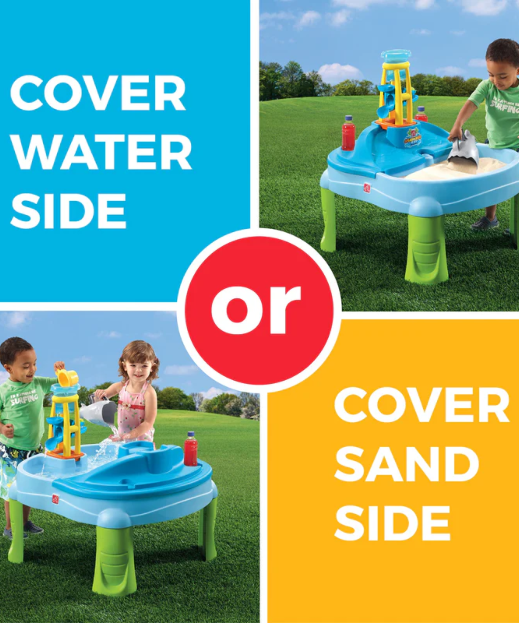 طاولة الرمل والماء من ستيب 2 سبلاش آند سكوب باي، للاستخدام الداخلي والخارجي، مجموعة ألعاب حسية، لعبة نشاط مع ملحقات من 5 قطع، مركز ألعاب وأنشطة STEM، مناسب للأطفال من الأولاد والبنات من عمر سنتين فما فوق