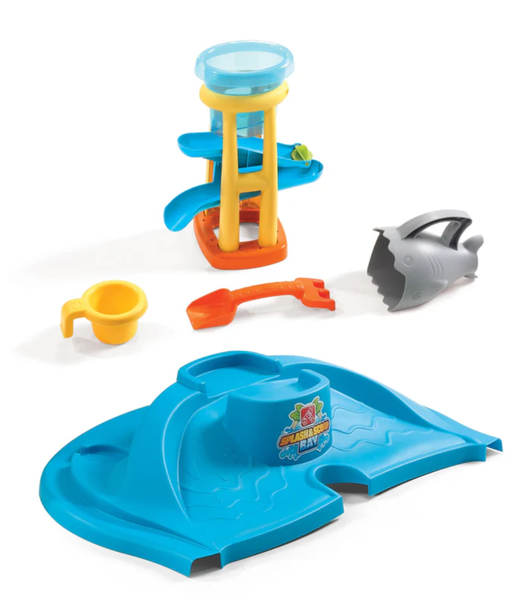 طاولة الرمل والماء من ستيب 2 سبلاش آند سكوب باي، للاستخدام الداخلي والخارجي، مجموعة ألعاب حسية، لعبة نشاط مع ملحقات من 5 قطع، مركز ألعاب وأنشطة STEM، مناسب للأطفال من الأولاد والبنات من عمر سنتين فما فوق