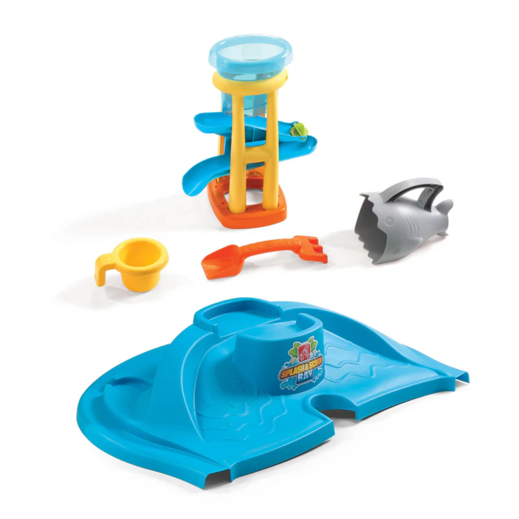 طاولة الرمل والماء من ستيب 2 سبلاش آند سكوب باي، للاستخدام الداخلي والخارجي، مجموعة ألعاب حسية، لعبة نشاط مع ملحقات من 5 قطع، مركز ألعاب وأنشطة STEM، مناسب للأطفال من الأولاد والبنات من عمر سنتين فما فوق