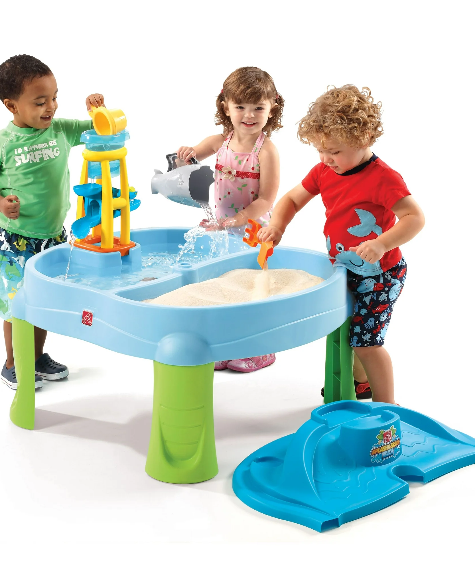 طاولة الرمل والماء من ستيب 2 سبلاش آند سكوب باي، للاستخدام الداخلي والخارجي، مجموعة ألعاب حسية، لعبة نشاط مع ملحقات من 5 قطع، مركز ألعاب وأنشطة STEM، مناسب للأطفال من الأولاد والبنات من عمر سنتين فما فوق