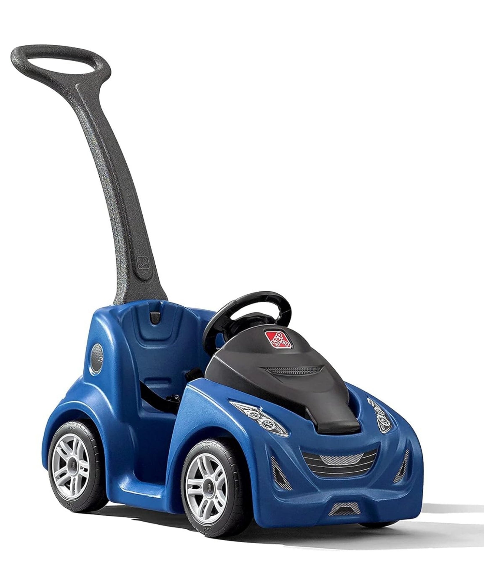 Step2 Buggy GT, Single Seater Kids Push Car, Easy to Store Ride On Toy with Seatbelt, Horn and Storage Trunk, Suitable for Children both Boys and Girls Aged 18m and Above, Blue
