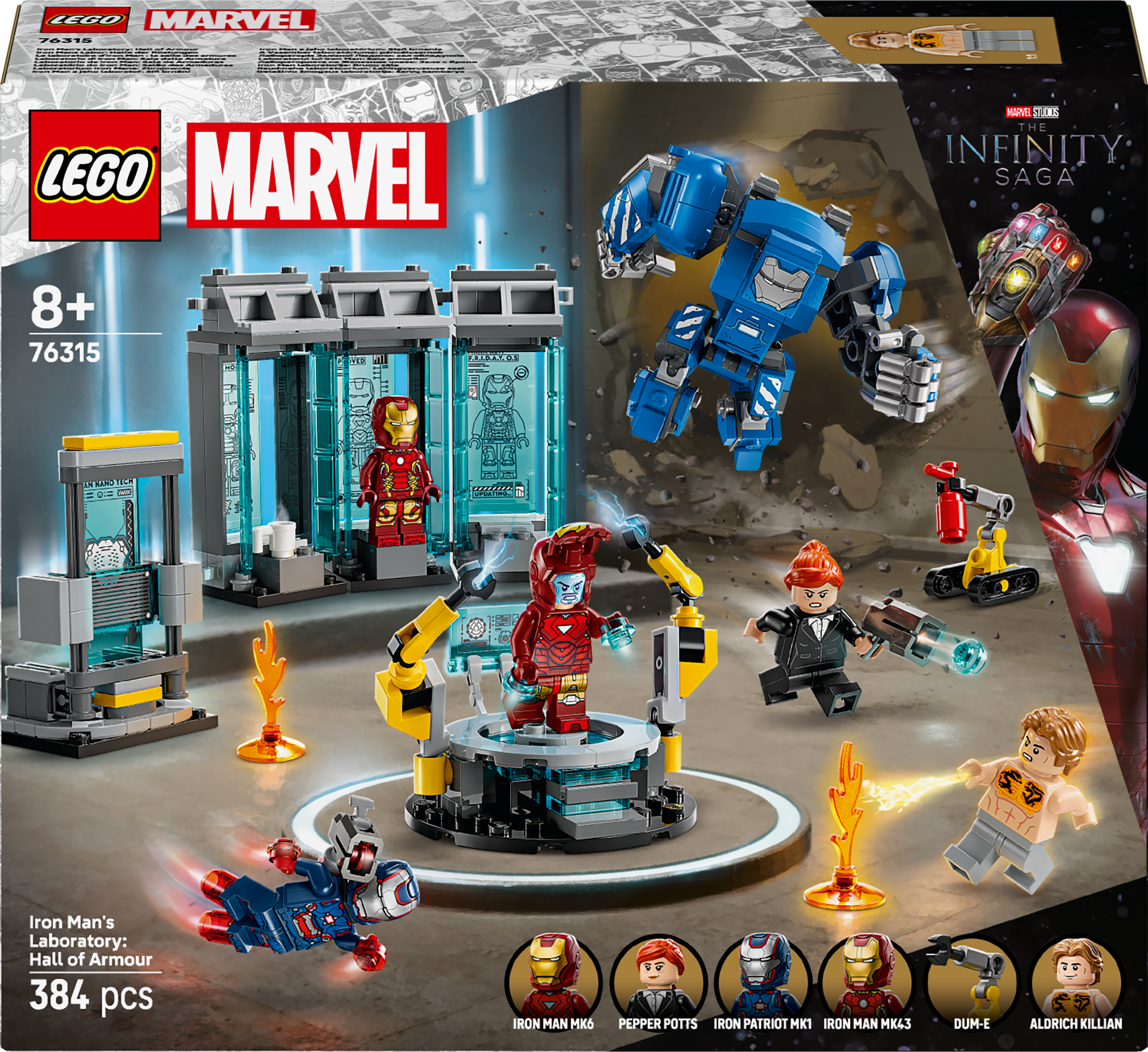 LEGO Super Heroes 76315 Iron Man Laboratory Hall V29 for Boys 8+ Marvel Action Building Toy with Character Play Features