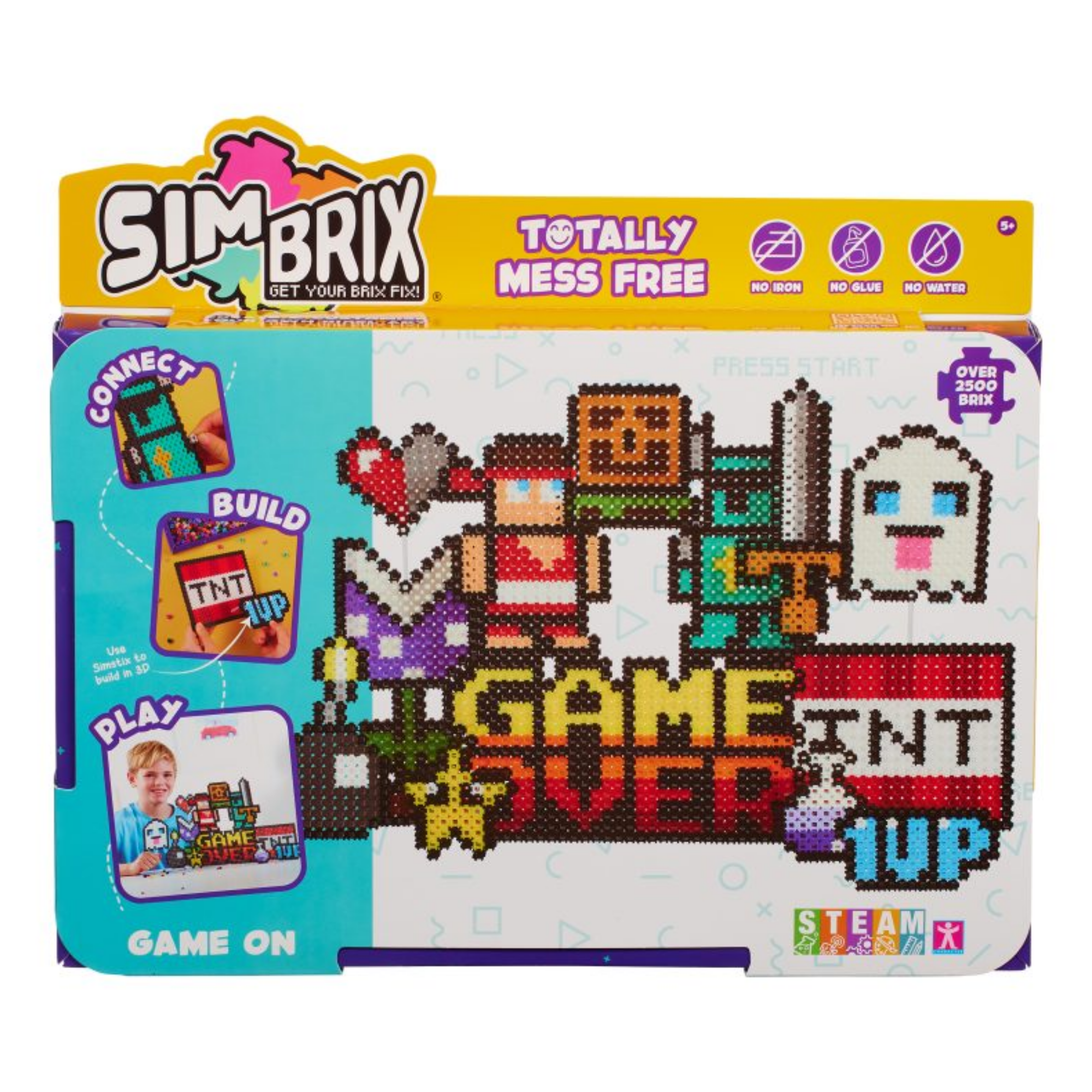خيارات الشخصيات Simbrix Connect &amp; Wow Game On Pack مع أكثر من 2500 بريكس، لعبة بناء Pixel Arts and Crafts ثنائية وثلاثية الأبعاد، لعبة بناء STEAM إبداعية وخيالية للأولاد والبنات من سن 5 سنوات فما فوق