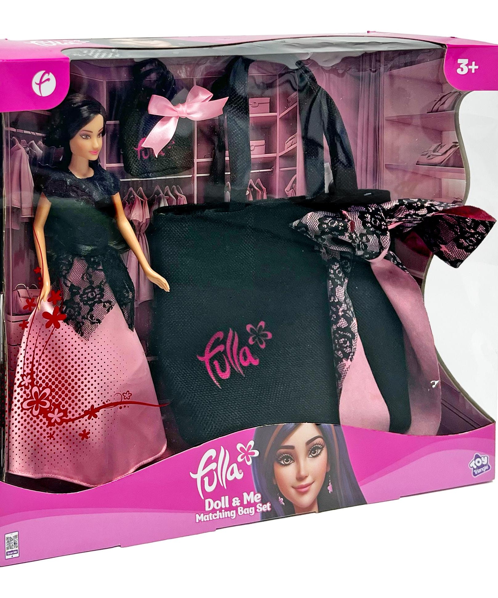 Fulla Doll and Me Matching Bag Set, Fashion Doll Playset with Mini and Large Bags, Pretend Travel Toy for Girls Ages 3 and Up