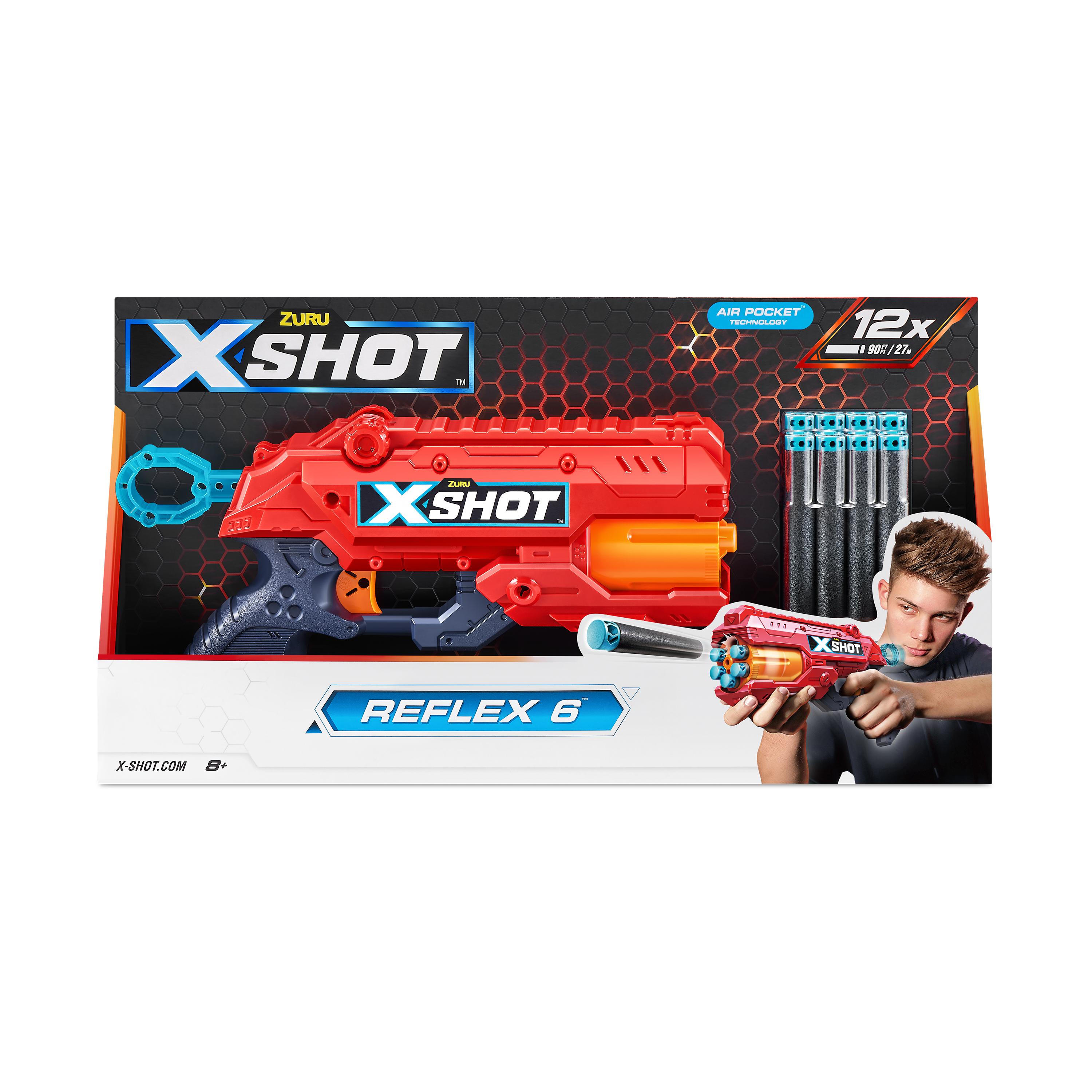 X-Shot Excel Reflex 6 Dart Blaster with 16 Air Pocket Darts, Rapid-Fire Toy Gun for Kids, Teens, and Adults, Outdoor Action Play, Ages 8+