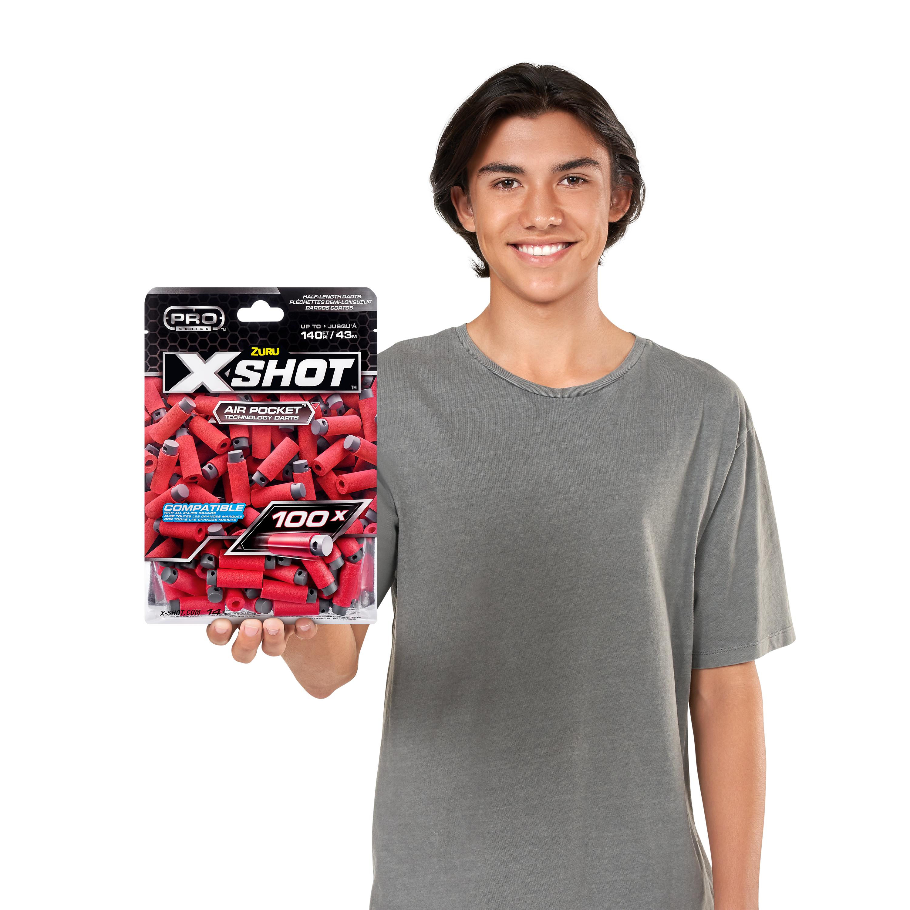 XSHOT Pro Series Half-Length Air Pocket Technology Foam Dart Refill, 100 Darts for Boys Age 14+