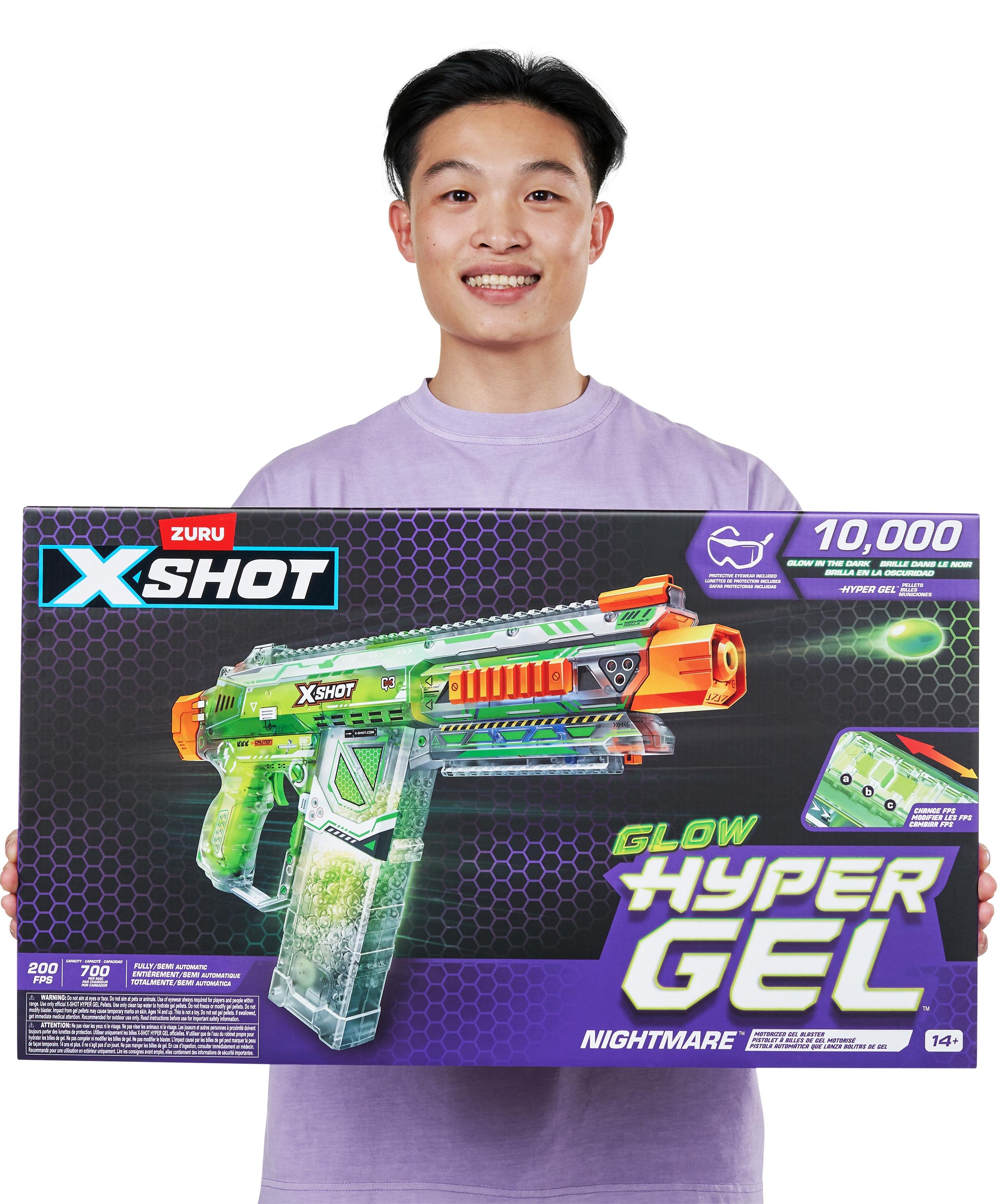 X Shot Hyper Gel Glow In The Dark Large Blaster, Toy Gun for Boys, Age 14+