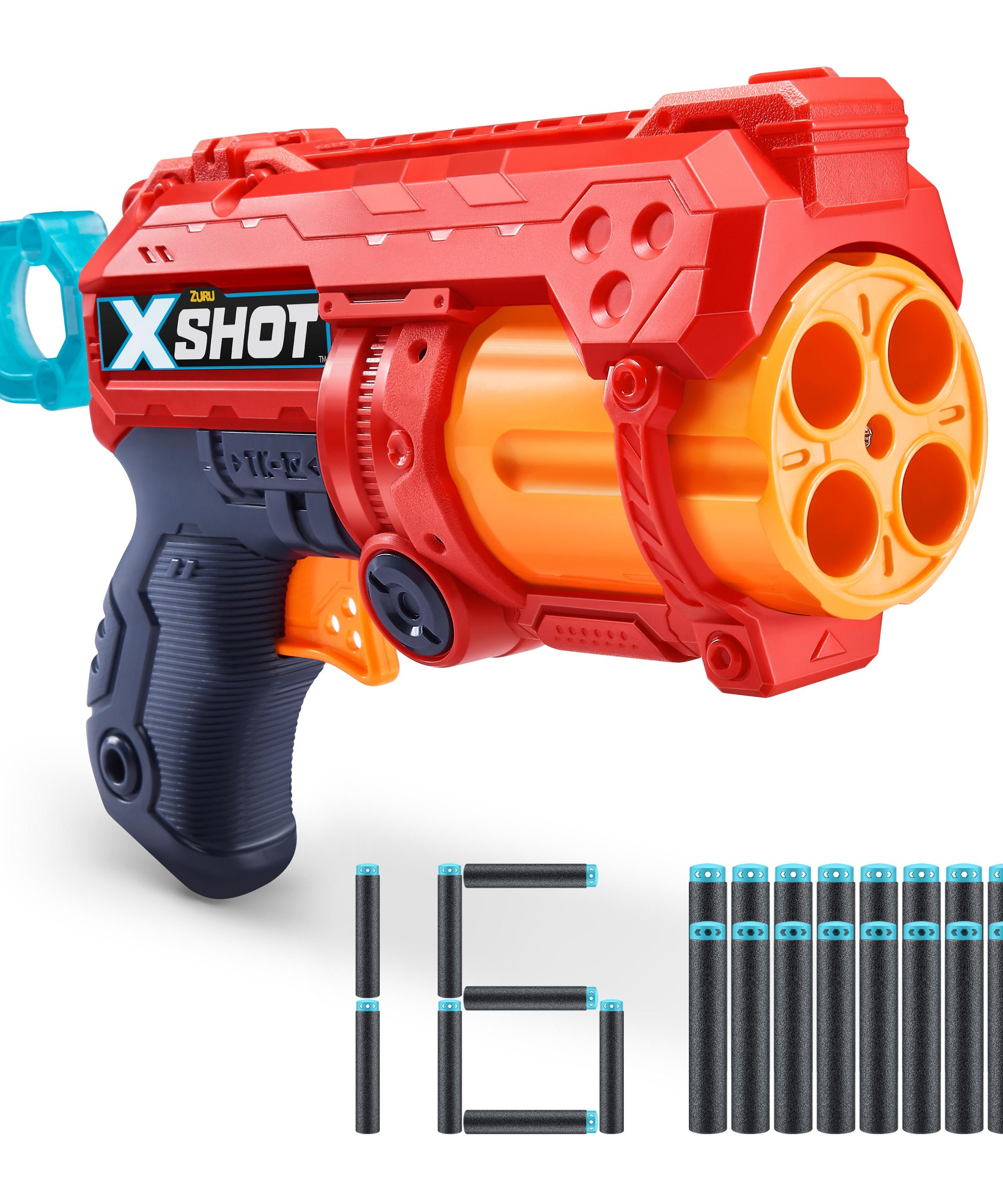 X-Shot Excel Fury 4 Blaster (16 Darts) by ZURU, Foam Dart Gun for Boys & Girls, Ages 8+