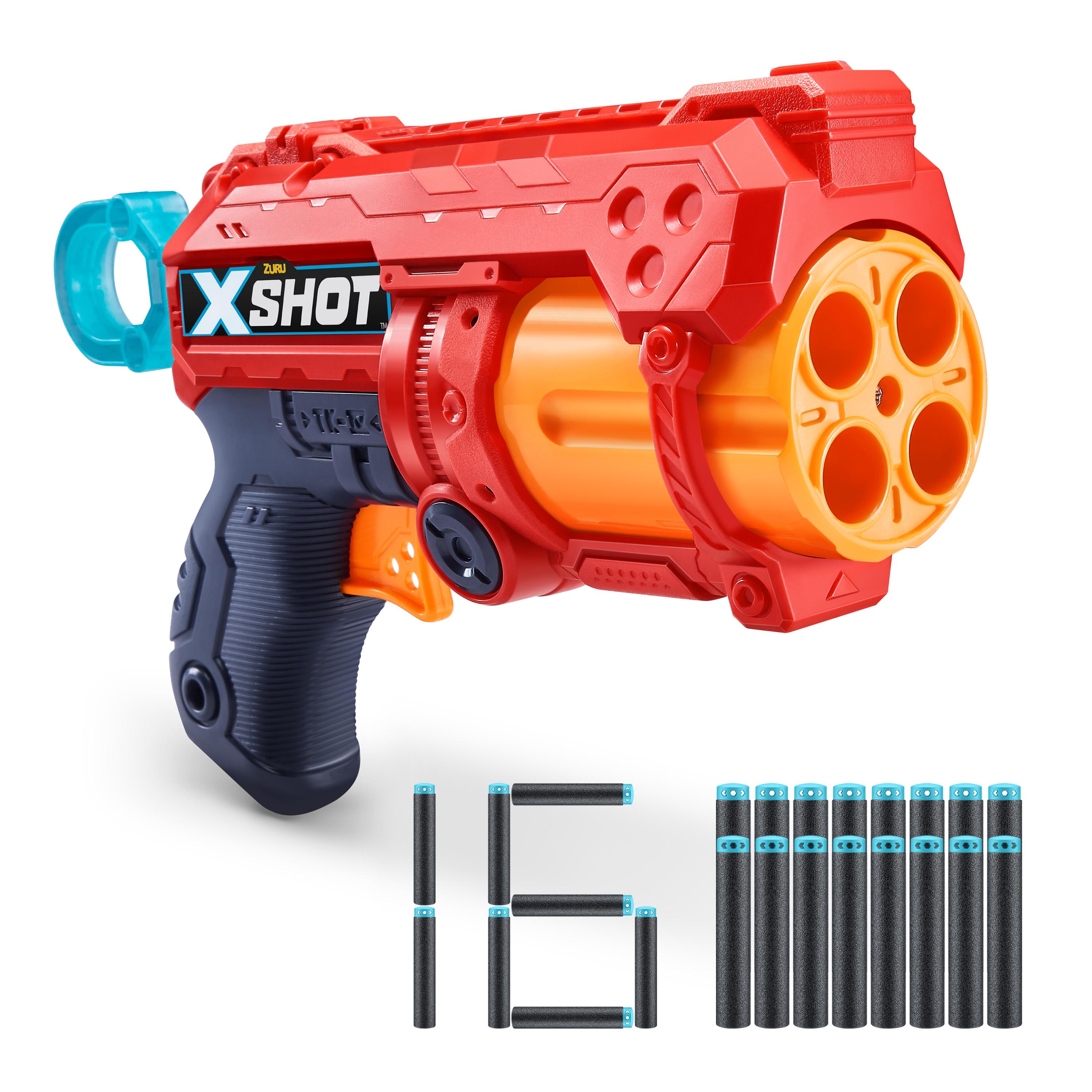 X-Shot Excel Fury 4 Blaster (16 Darts) by ZURU, Foam Dart Gun for Boys & Girls, Ages 8+