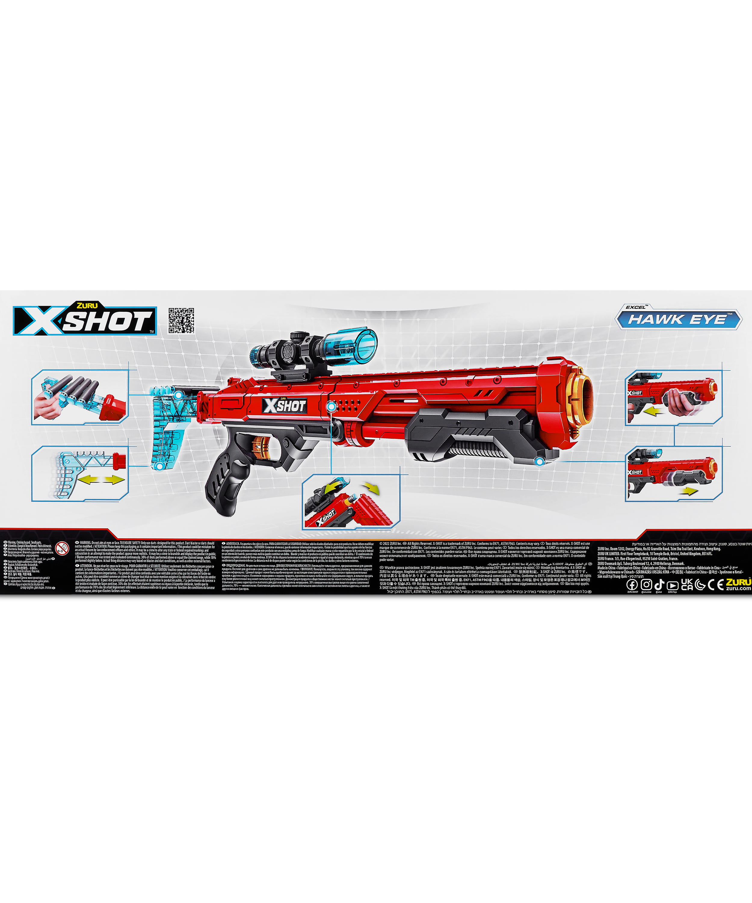 X Shot Excel Hawk Eye 16 Darts Blaster, Long Range Foam Gun Toy for Boys, Age 8+