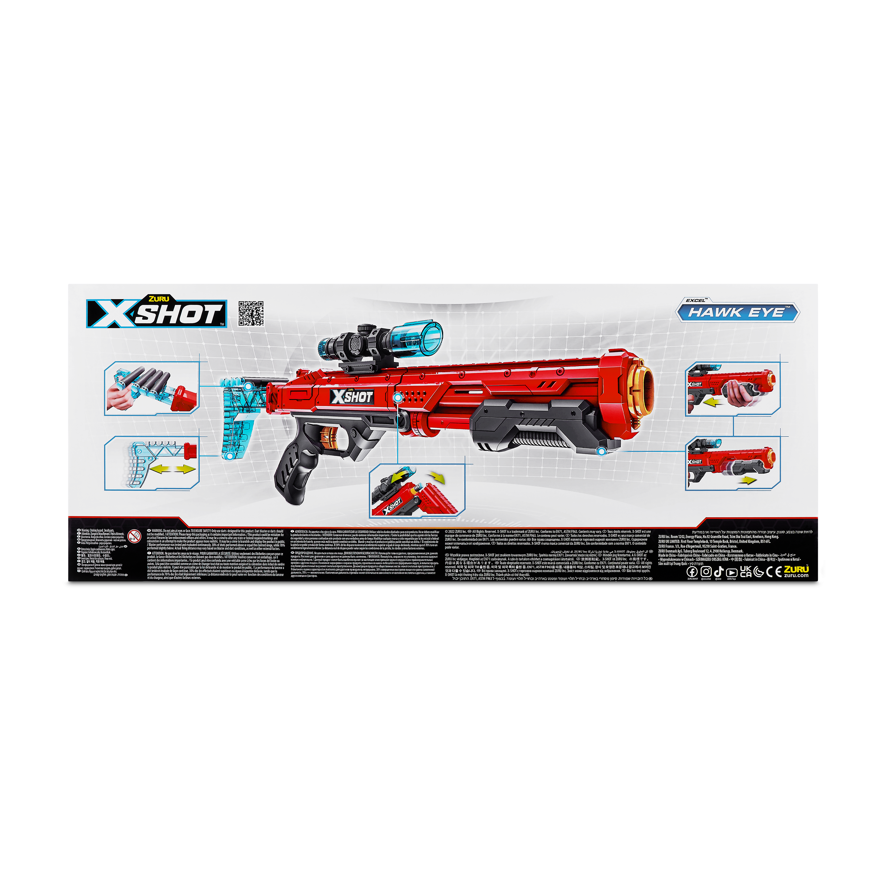 X Shot Excel Hawk Eye 16 Darts Blaster, Long Range Foam Gun Toy for Boys, Age 8+