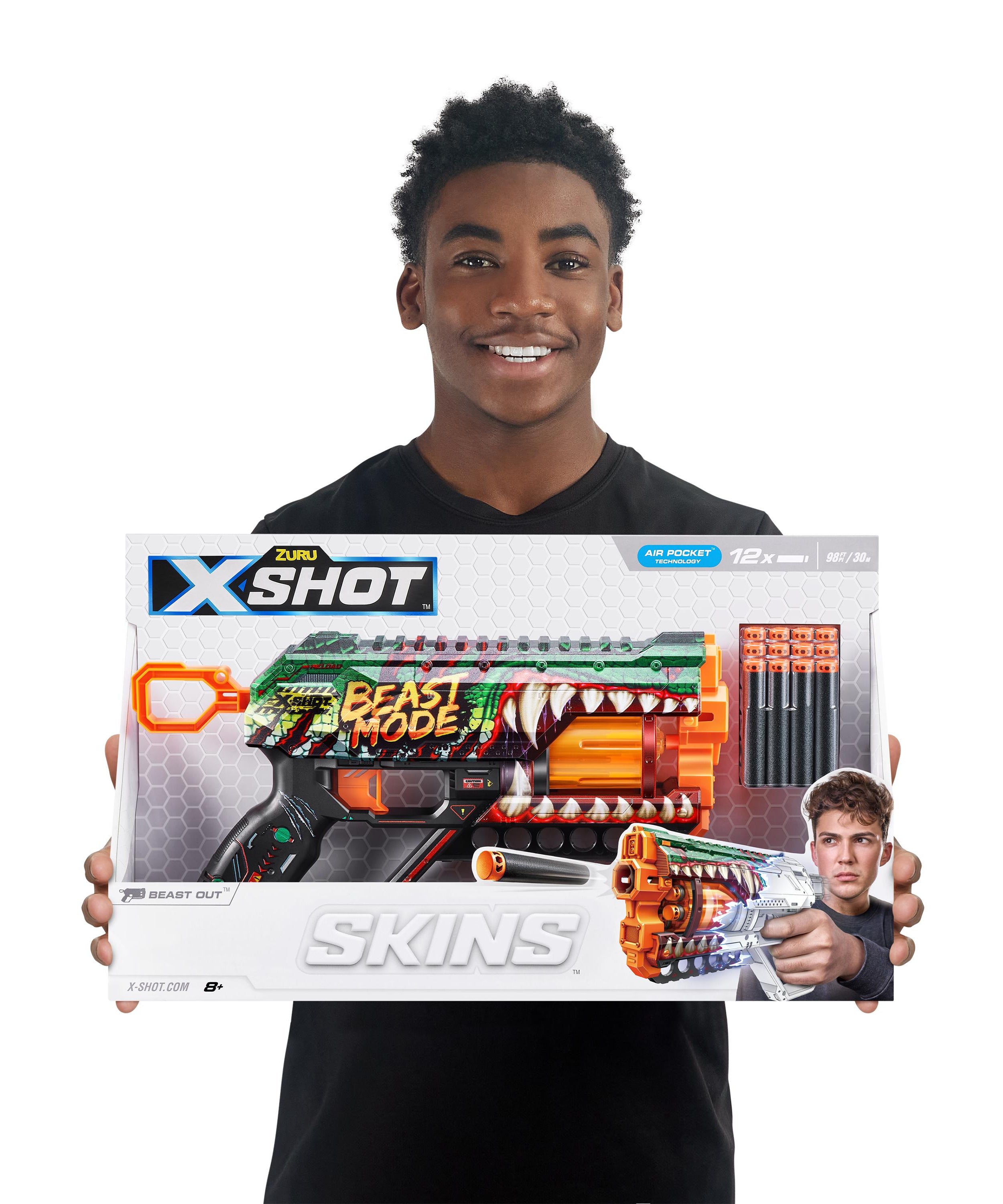 XSHOT Skins Dread Sonic Edition, Dual Barrel Foam Dart Blaster with Air Pocket Technology, 12-Dart Capacity & 27m Range, Toy Gun for Kids, Teens & Adults, Ages 8+
