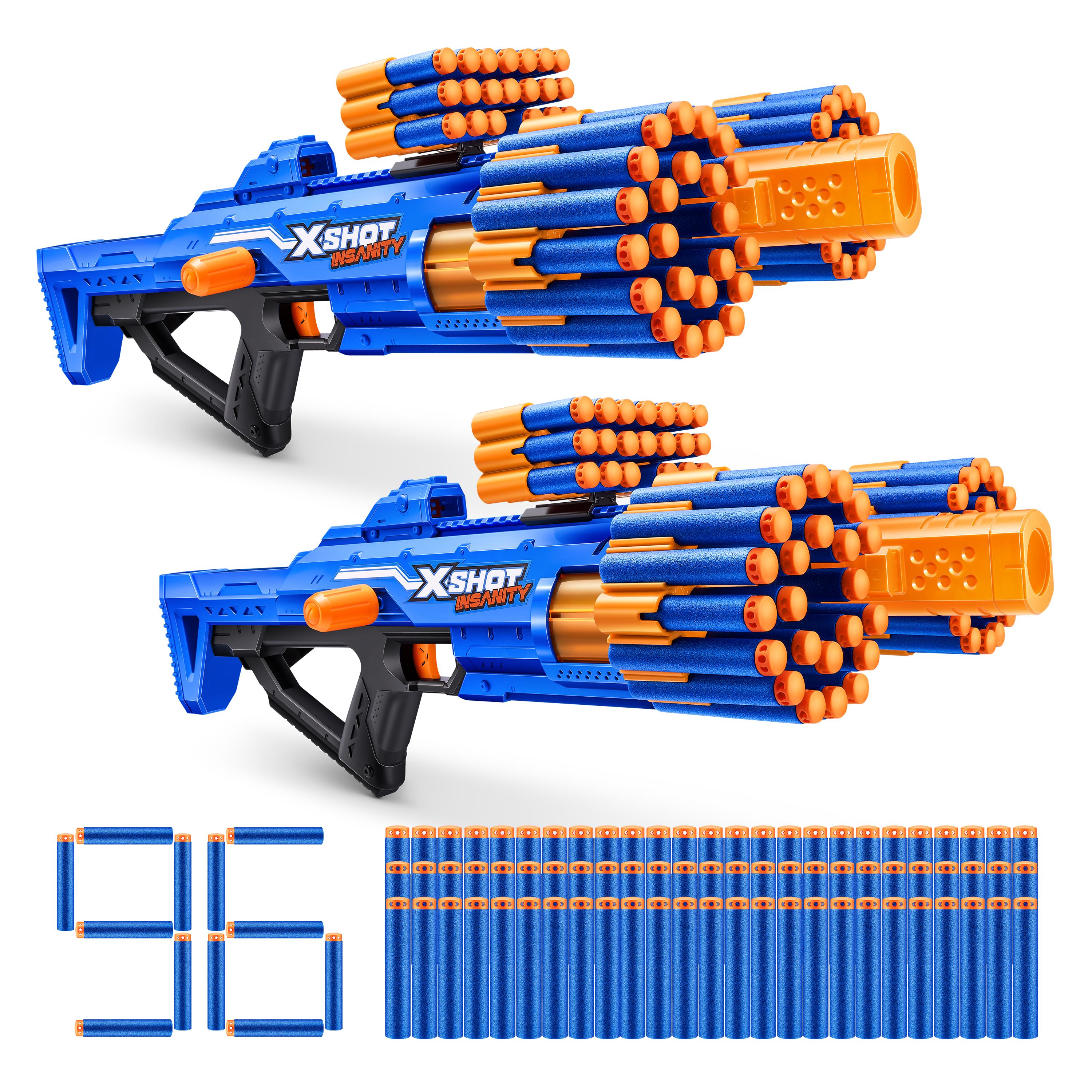XShot Insanity Double Berzerko Blaster Pack, 8-Shot Dart Gun with 96 Foam Darts, Modular Storage, Rapid-Fire Toy Blaster for Kids Outdoor Action, Pack of 2
