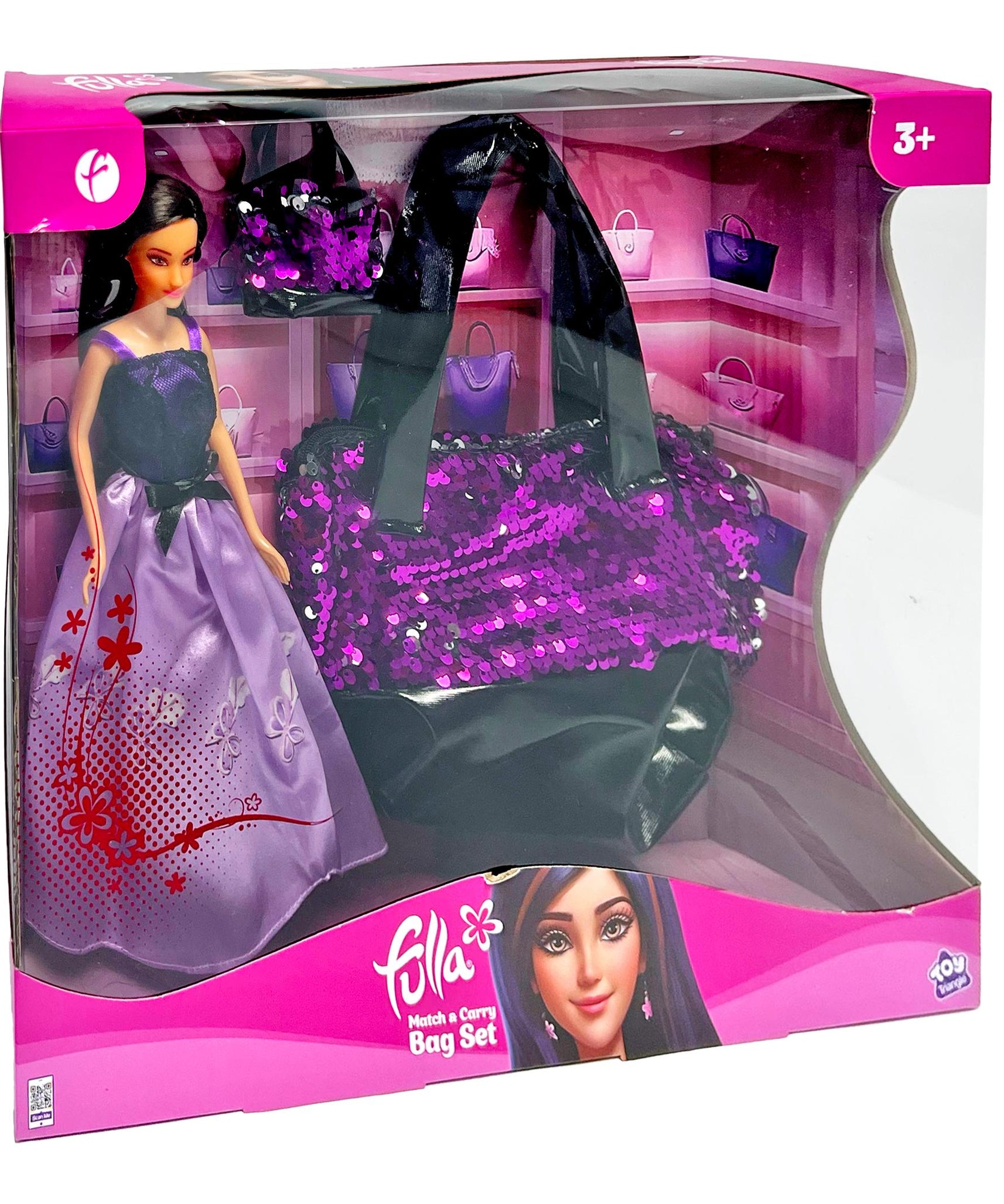 Fulla Doll with Carry Bag Set, Travel Play Doll Set with Matching Bags, Pretend Play Toy for Girls Ages 3 and Up