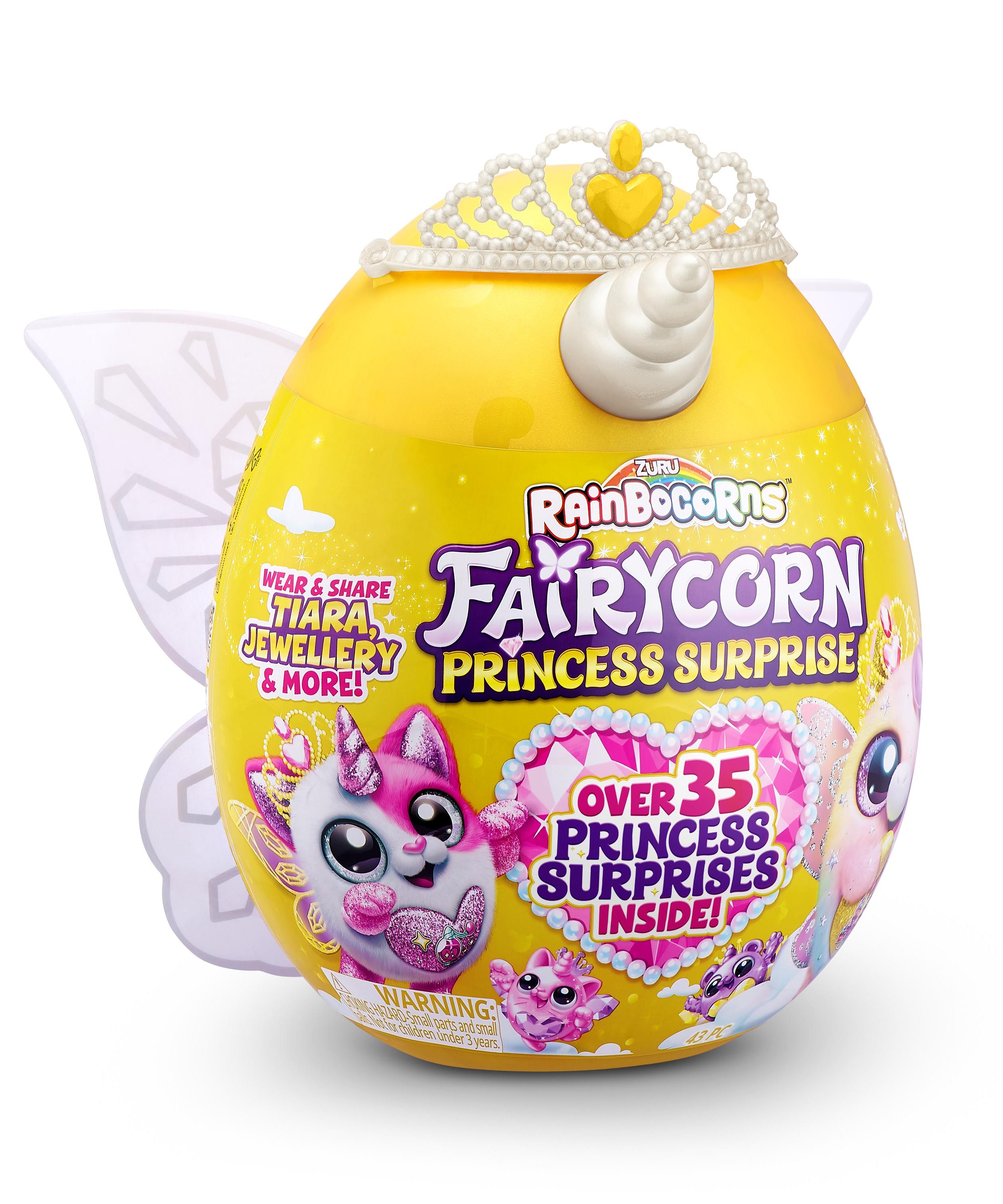Rainbocorns Fairycorn Princess Surprise (Puppy) 11" Collectible Plush Toy with 35+ Surprises, Fairy Wings, Tiara, Wand, Boo-Boocorn, and Surprise Egg, Soft Toy for Girls Ages 3+