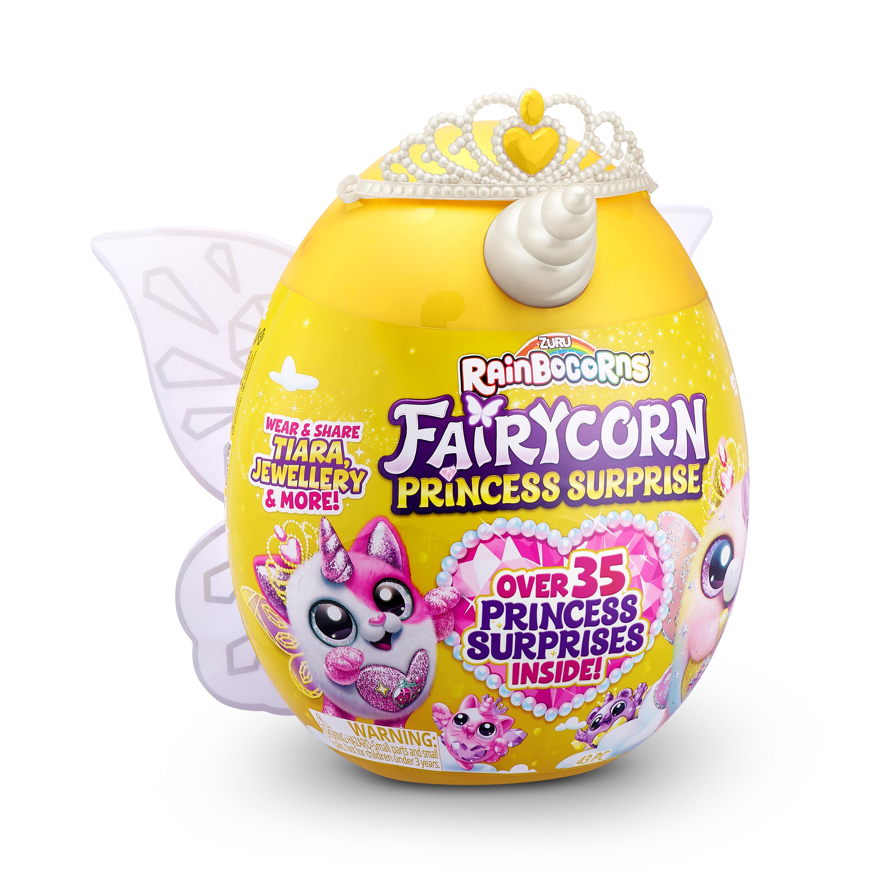 Rainbocorns Fairycorn Princess Surprise (Puppy) 11" Collectible Plush Toy with 35+ Surprises, Fairy Wings, Tiara, Wand, Boo-Boocorn, and Surprise Egg, Soft Toy for Girls Ages 3+