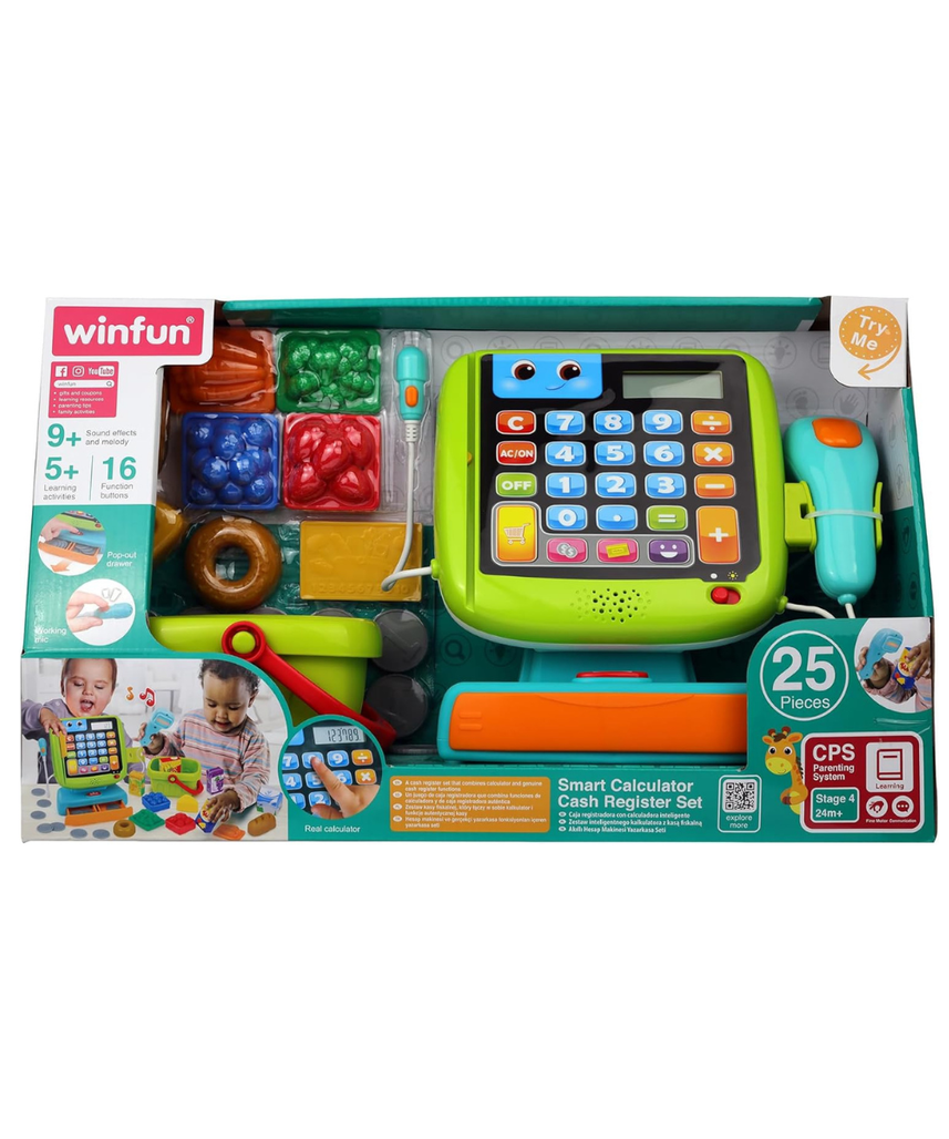 Winfun Smart Calculator Cash Register Set Pretend Play Toy for Early Math Learning 3+ Months