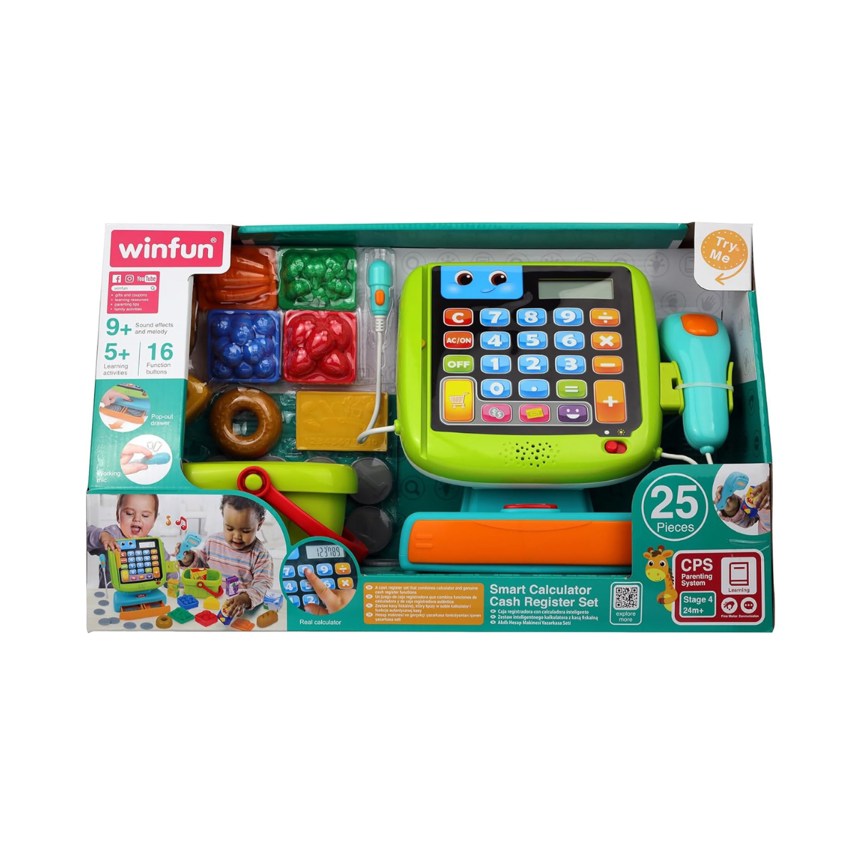 Winfun Smart Calculator Cash Register Set Pretend Play Toy for Early Math Learning 3+ Months