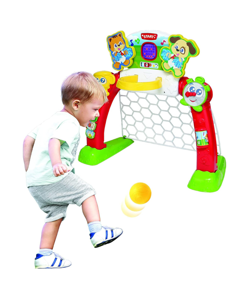 Winfun 4-in-1 Sports Center Toddler Activity Playset, Soccer, Basketball, Bowling & Golf with LED Scoreboard, Lights & Sound, For Toddlers 18+ Months