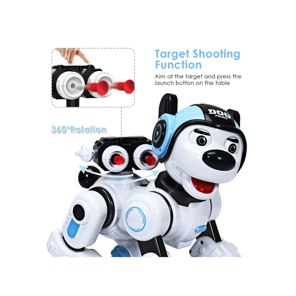 Crazon Blue Robotic Police Dog, IR Control Intelligent Robot Toy for Kids, Boys & Girls, Ages 3+