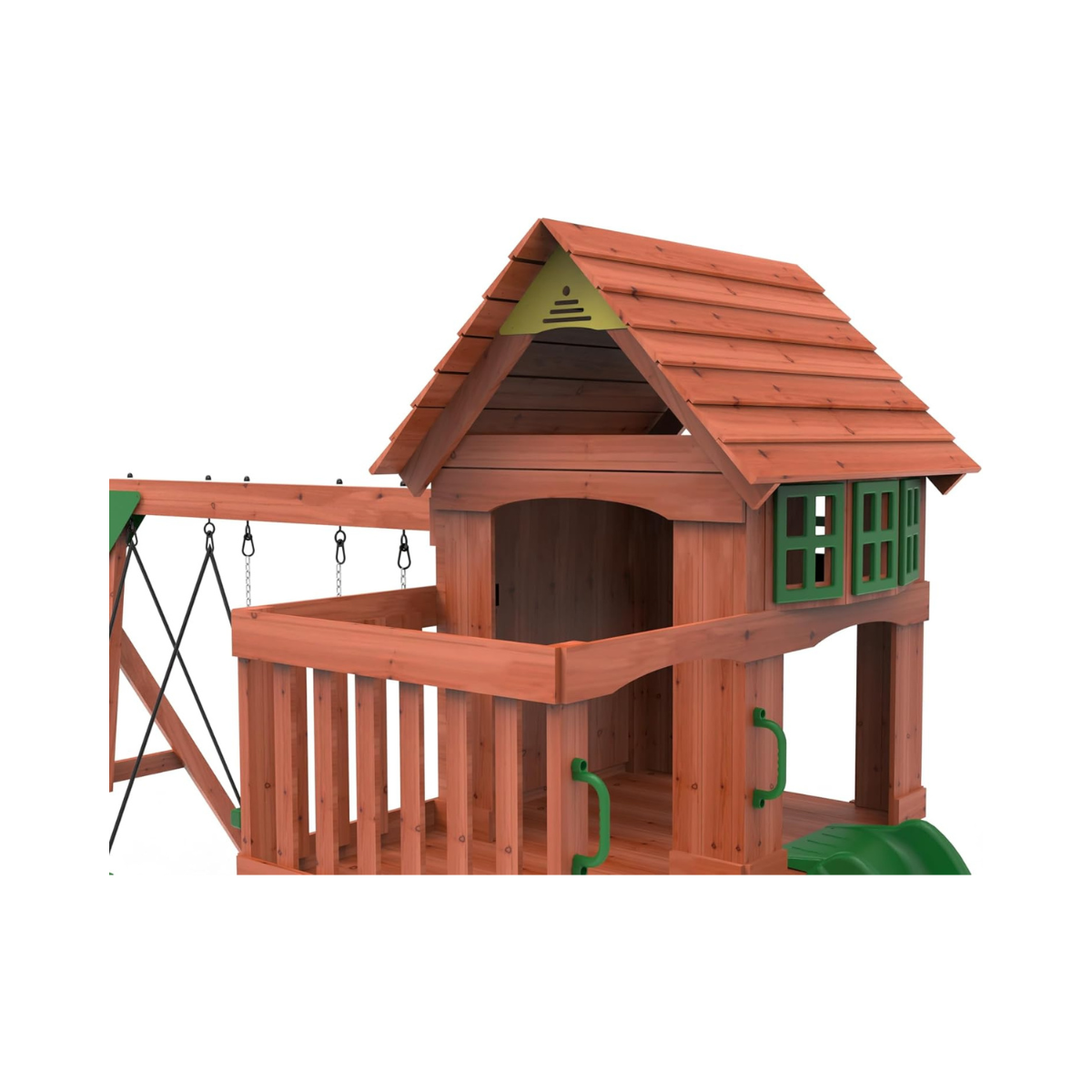 Kiddoro Playful Peaks Wooden Outdoor Playset with Slide, Swings, Glider & Climbing Wall for Kids 3+ Years