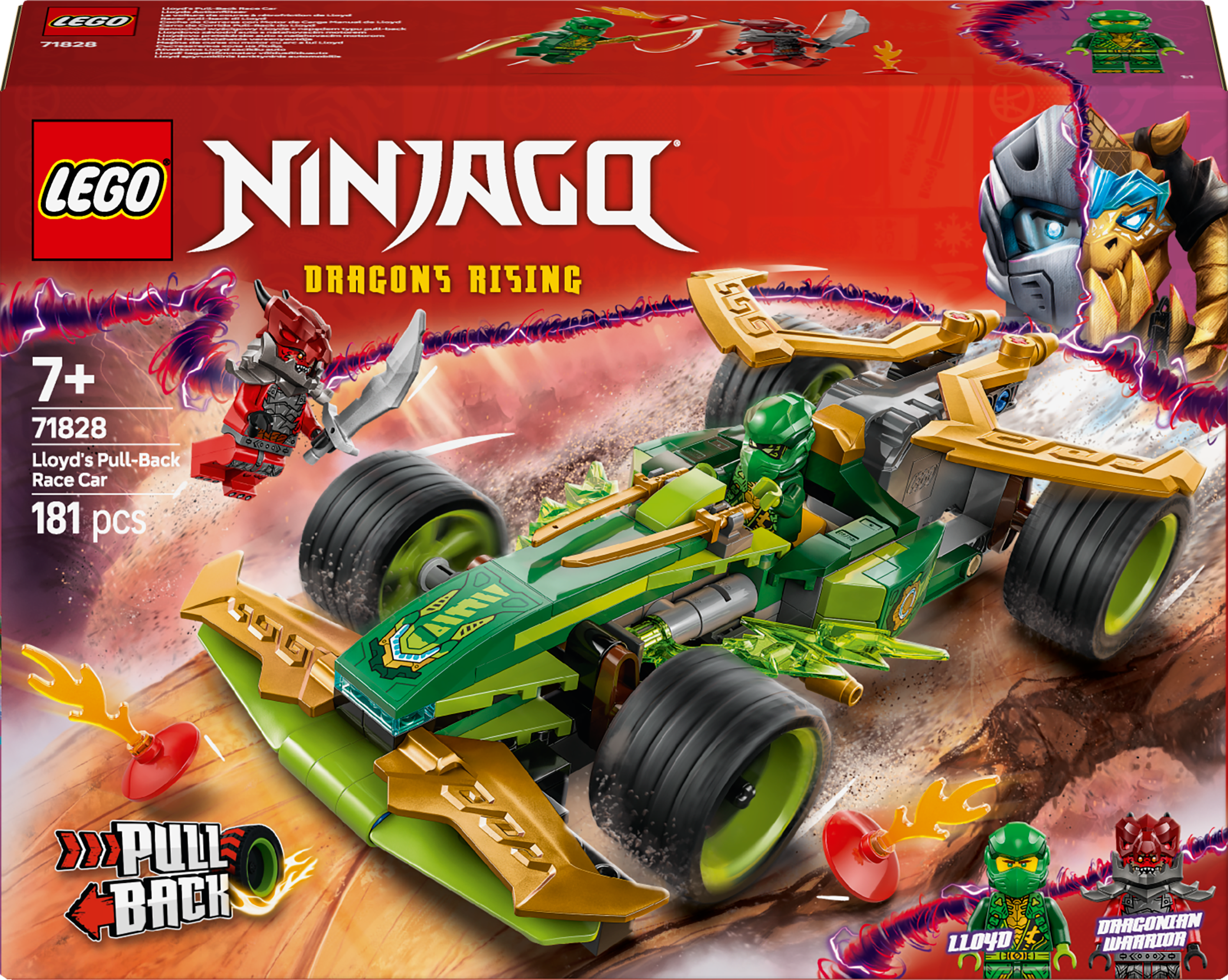 LEGO Ninjago 71828 Lloyd Pull Back Race Car for Boys 7+ High Speed Ninja Racing Vehicle Fun Action Building Toy