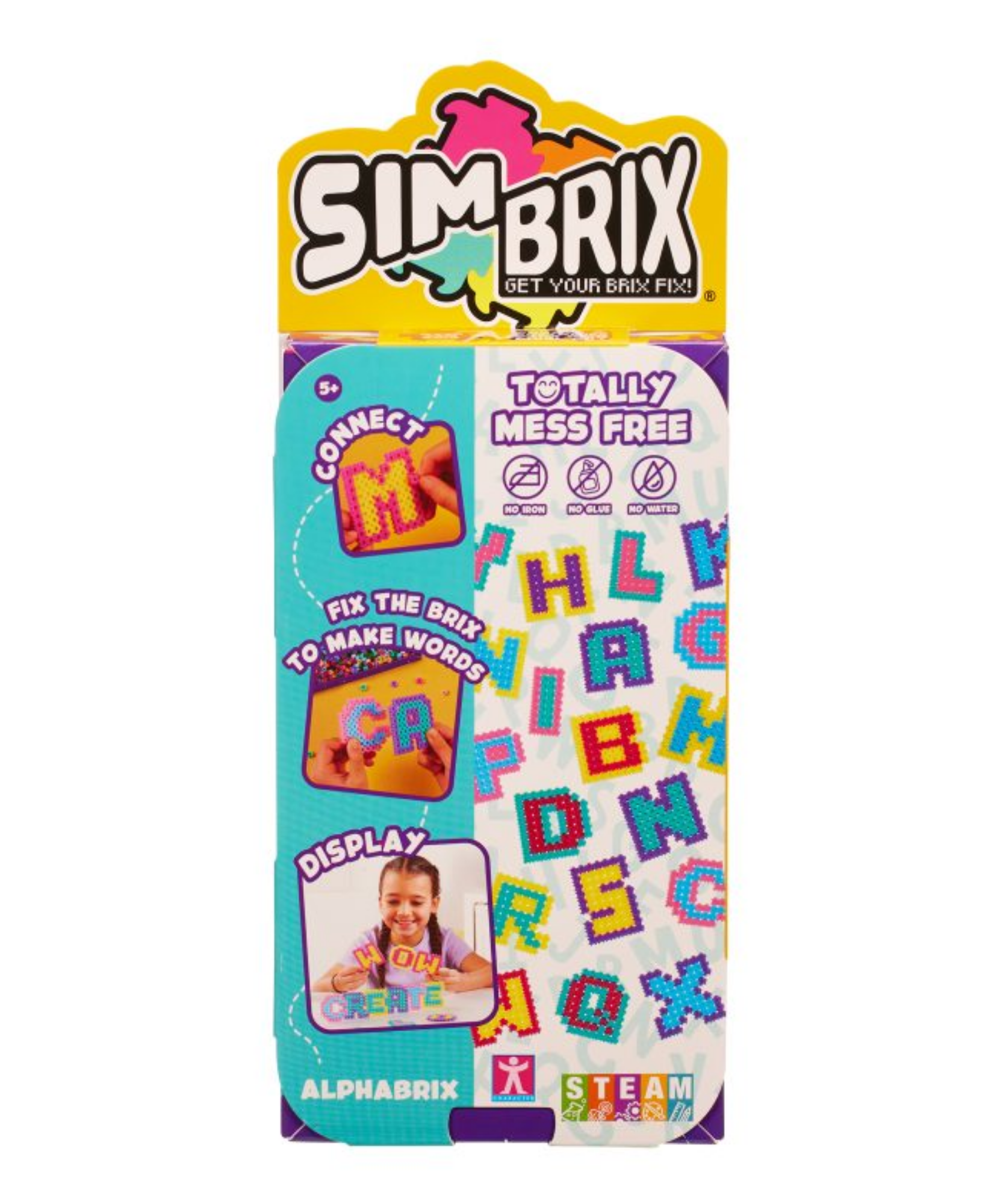 خيارات الشخصيات Simbrix Connect &amp; Wow Alphabrix Pack مع أكثر من 350 بريكس، لعبة بناء Pixel Arts and Crafts ثنائية وثلاثية الأبعاد، لعبة بناء STEAM إبداعية وخيالية للأولاد والبنات من سن 5 سنوات فما فوق