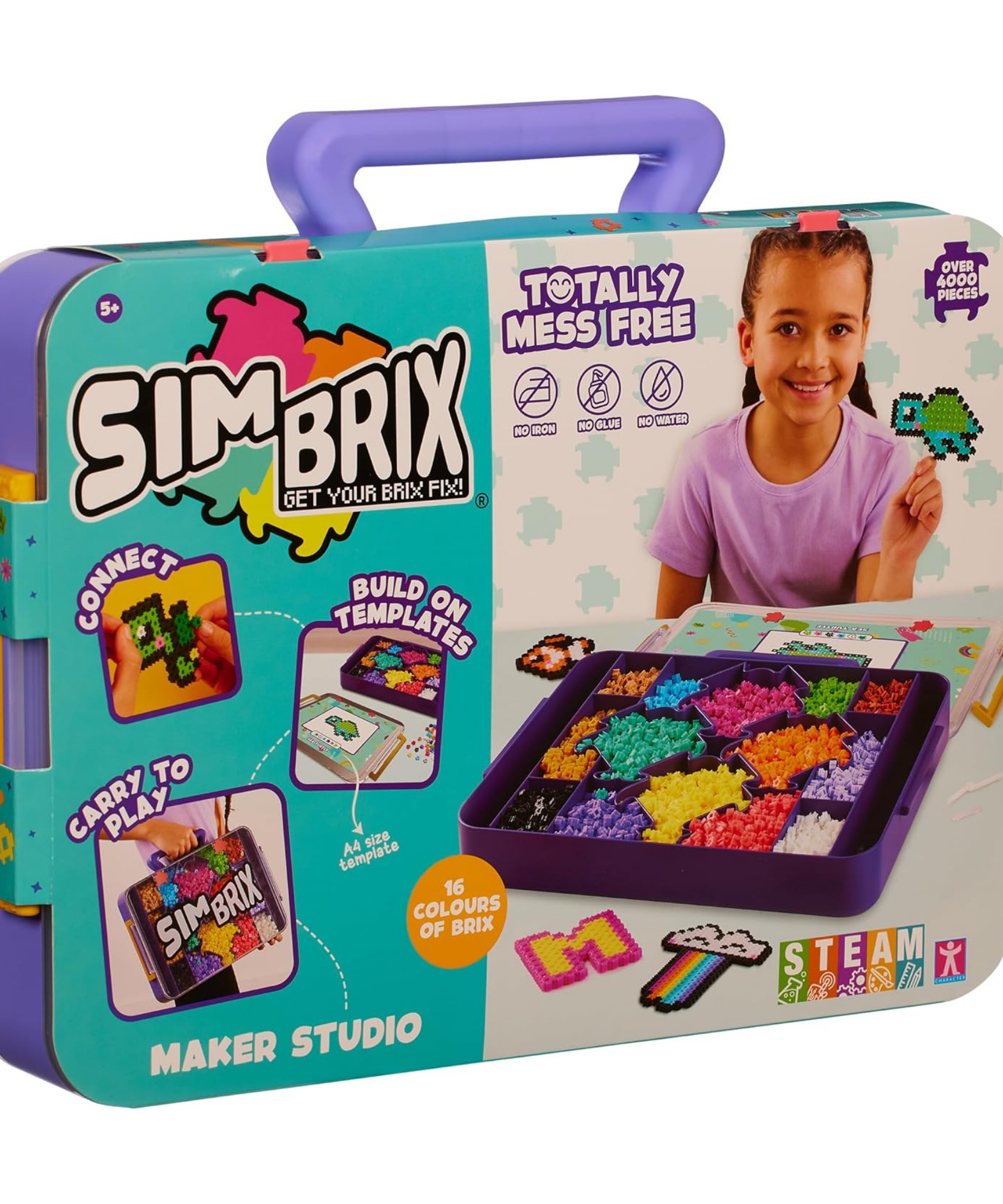 Character Options Simbrix Connect & Wow Maker Studio Purple with 4000+ brix, 2D & 3D Pixel Arts and Crafts Construction Toy, Creative & Imaginative STEAM Building Toy for Boys & Girls Ages 5+