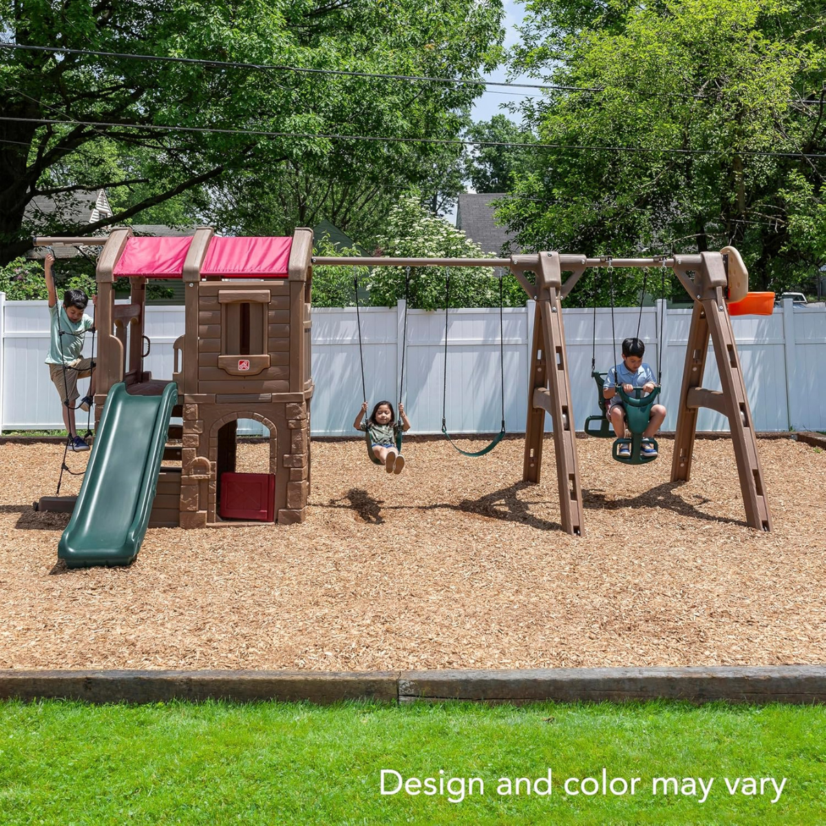 Step2 Advent Lodge Play Center with Glider 801400, Outdoor Climber & Slide, Swings, Basketball Hoop, Rope Ladder, Multicolor Plastic Playset, Sturdy Double-Wall Construction, Ages 3+