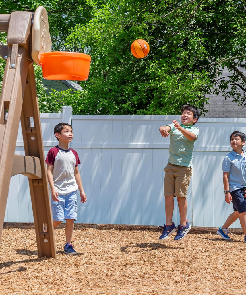 Step2 Advent Lodge Play Center with Glider 801400, Outdoor Climber & Slide, Swings, Basketball Hoop, Rope Ladder, Multicolor Plastic Playset, Sturdy Double-Wall Construction, Ages 3+