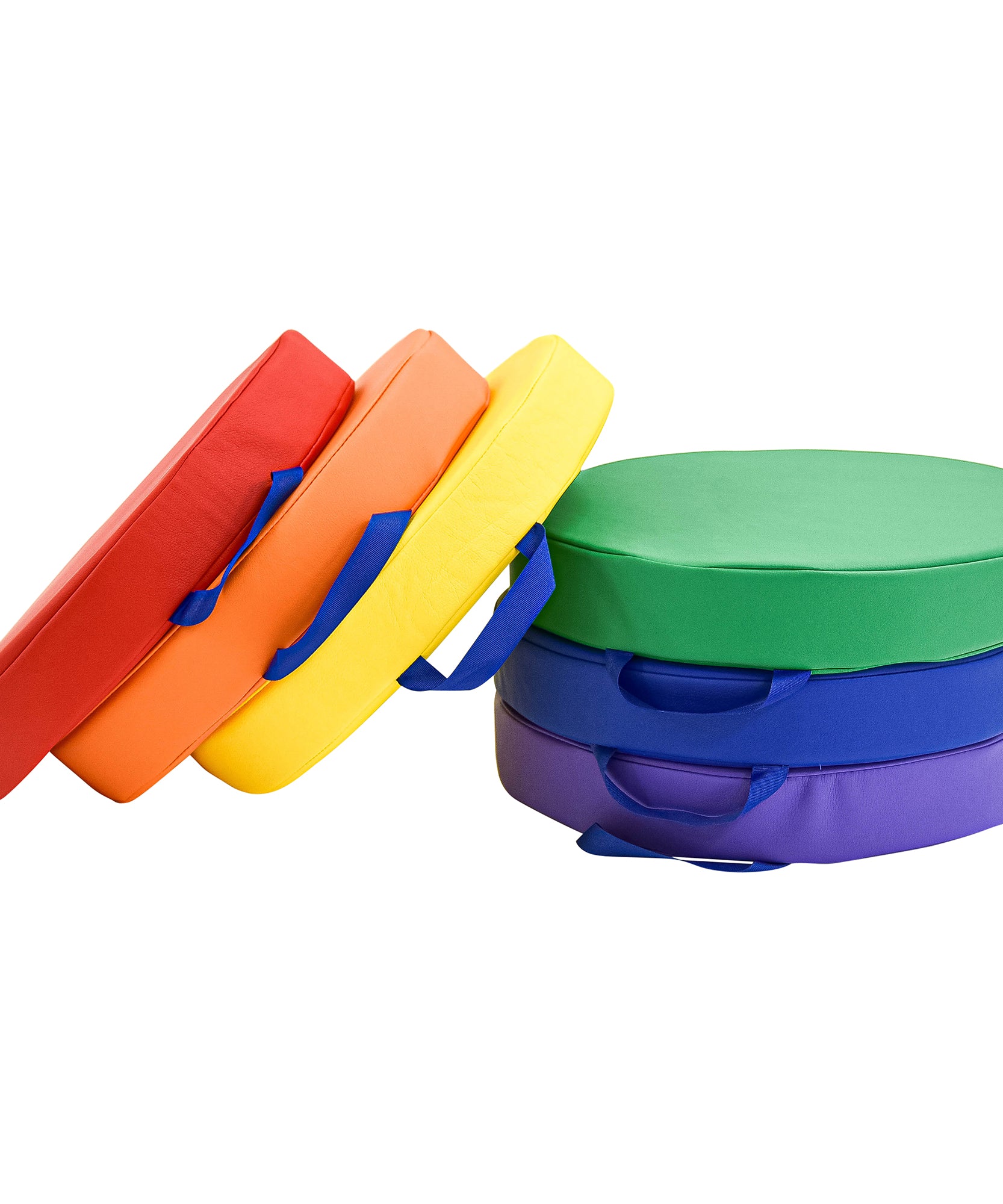 SoftScape Round Floor Cushions 15 Inch 6 Piece Set, Kids Flexible Seating with Handles and Non Slip Base, Foam Classroom and Playroom Floor Pillows, Ages 2+