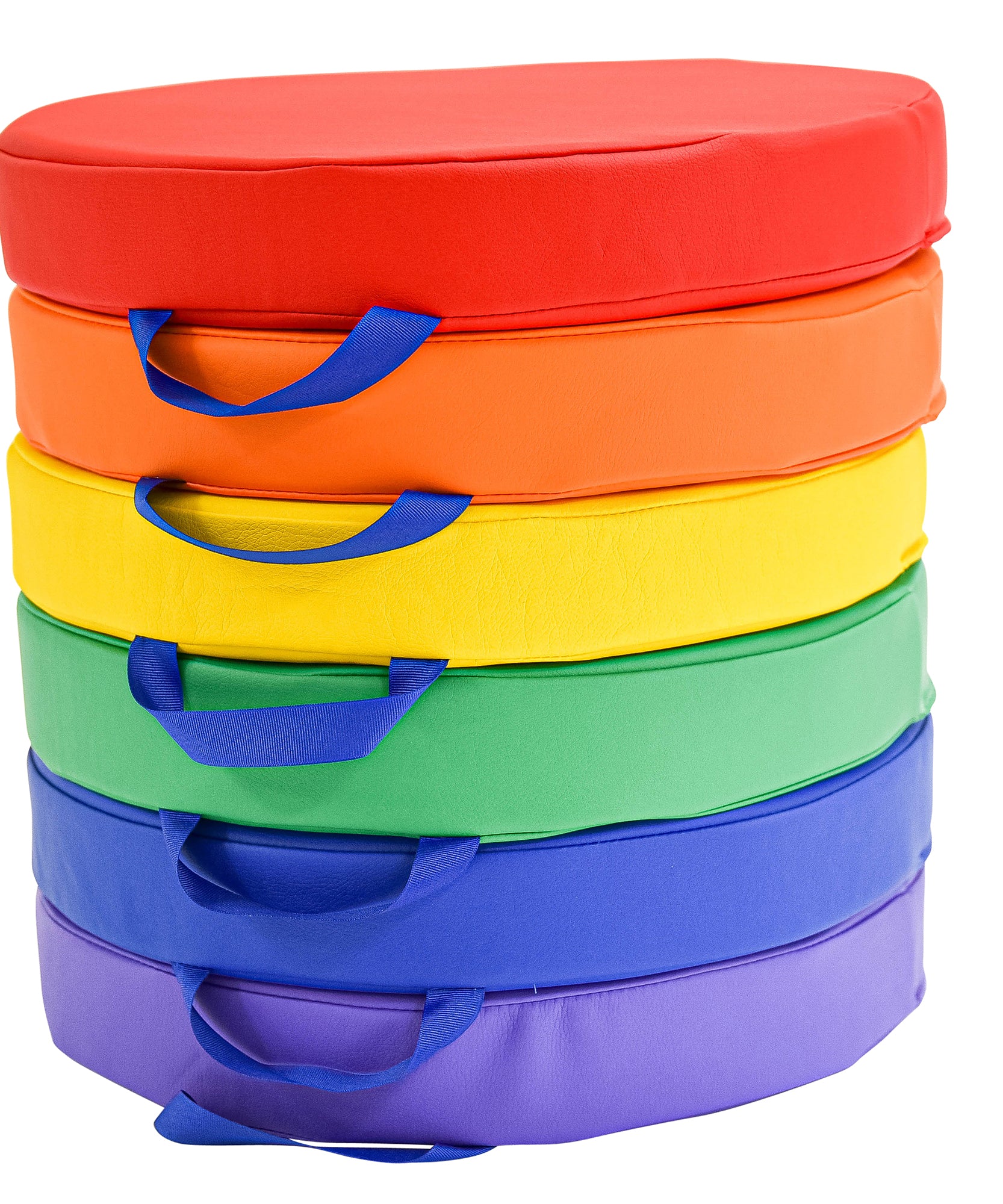 SoftScape Round Floor Cushions 15 Inch 6 Piece Set, Kids Flexible Seating with Handles and Non Slip Base, Foam Classroom and Playroom Floor Pillows, Ages 2+