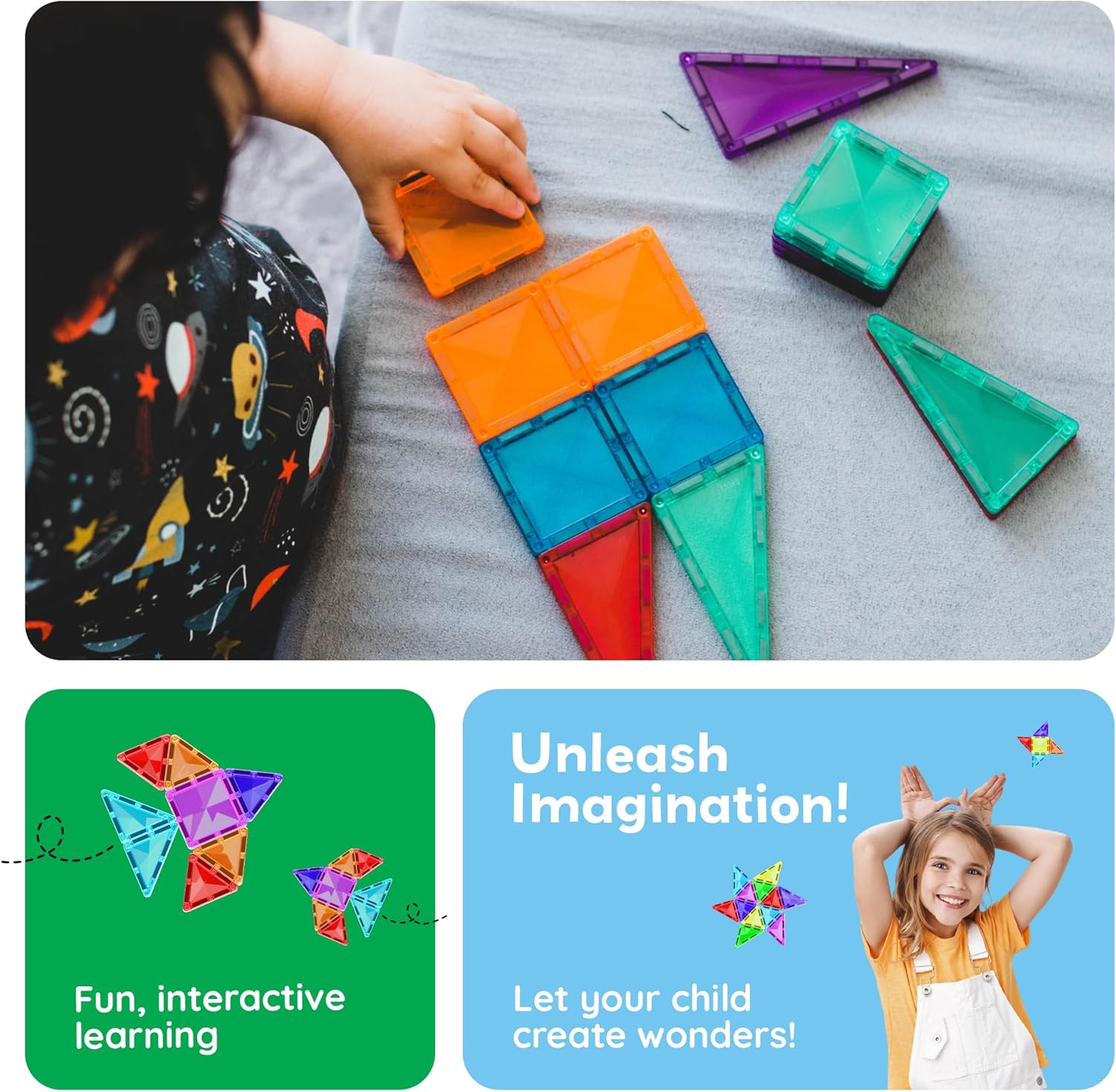 PicassoTiles 30 Piece Magnetic Building Blocks Mini Diamond Series Travel Size On-the-Go Magnet Construction Toy Set STEM Learning Kit Education Playset Child Brain Development Magnets Stacking Blocks