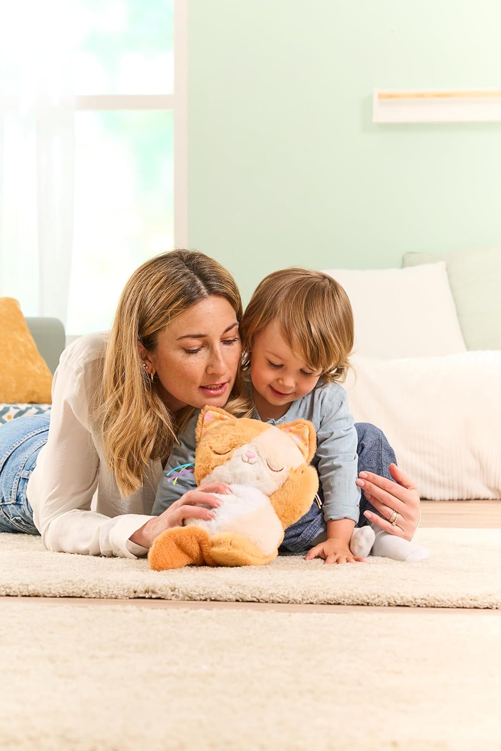 VTech Baby Calming Purrs Kitten Soft Plush Soothing Toy with Breathing Motion, Lights, Melodies, White Noise & Nature Sounds, Interactive Comfort Toy for Babies 0+ Months