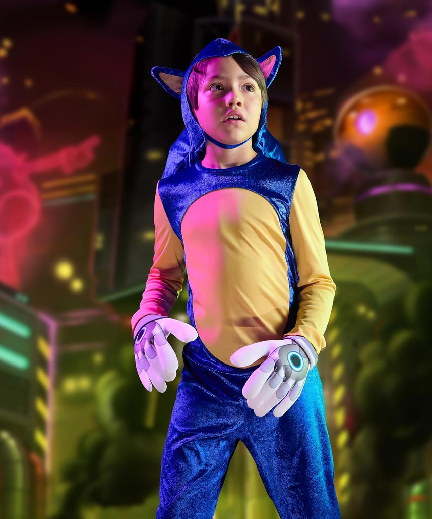 Disguise Deluxe Sonic Costume for Kids, Official Sonic Prime Costume and Headpiece, Size (10-12)