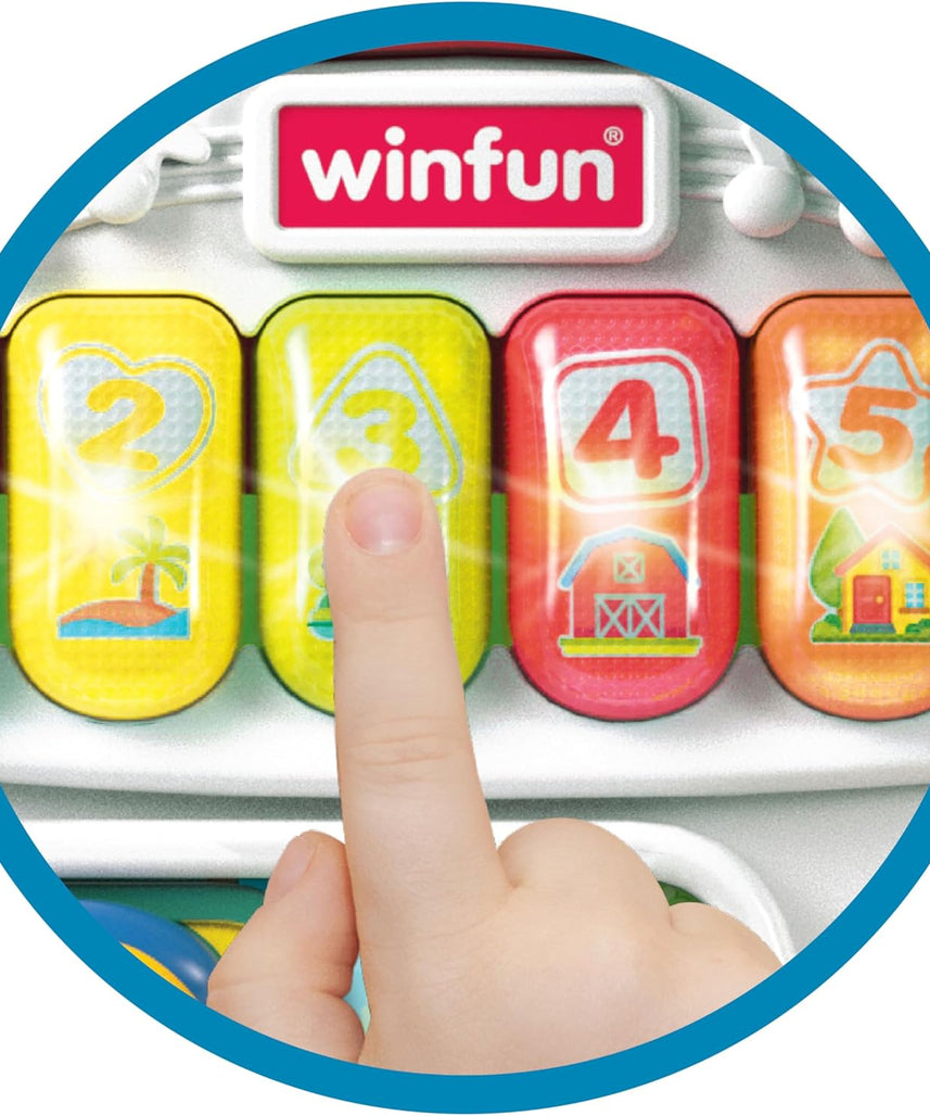 Winfun Adventure Walker Ride-On Train | 4-Stage Baby Walker, Ride-On & Pull Cart | Bilingual Learning Train with Lights, Sounds & Melodies for Toddlers 12M+