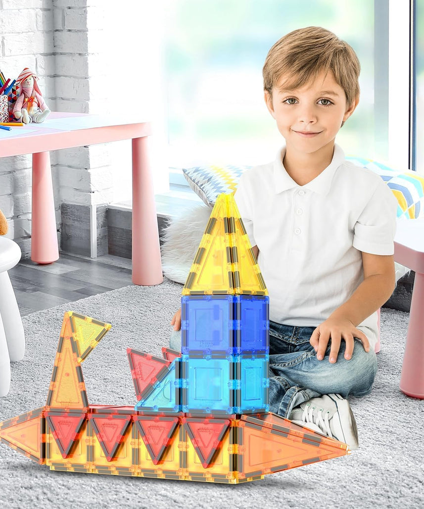 Picasso Tiles Magnetic Tile Classic Toy Building 61 Piece Set