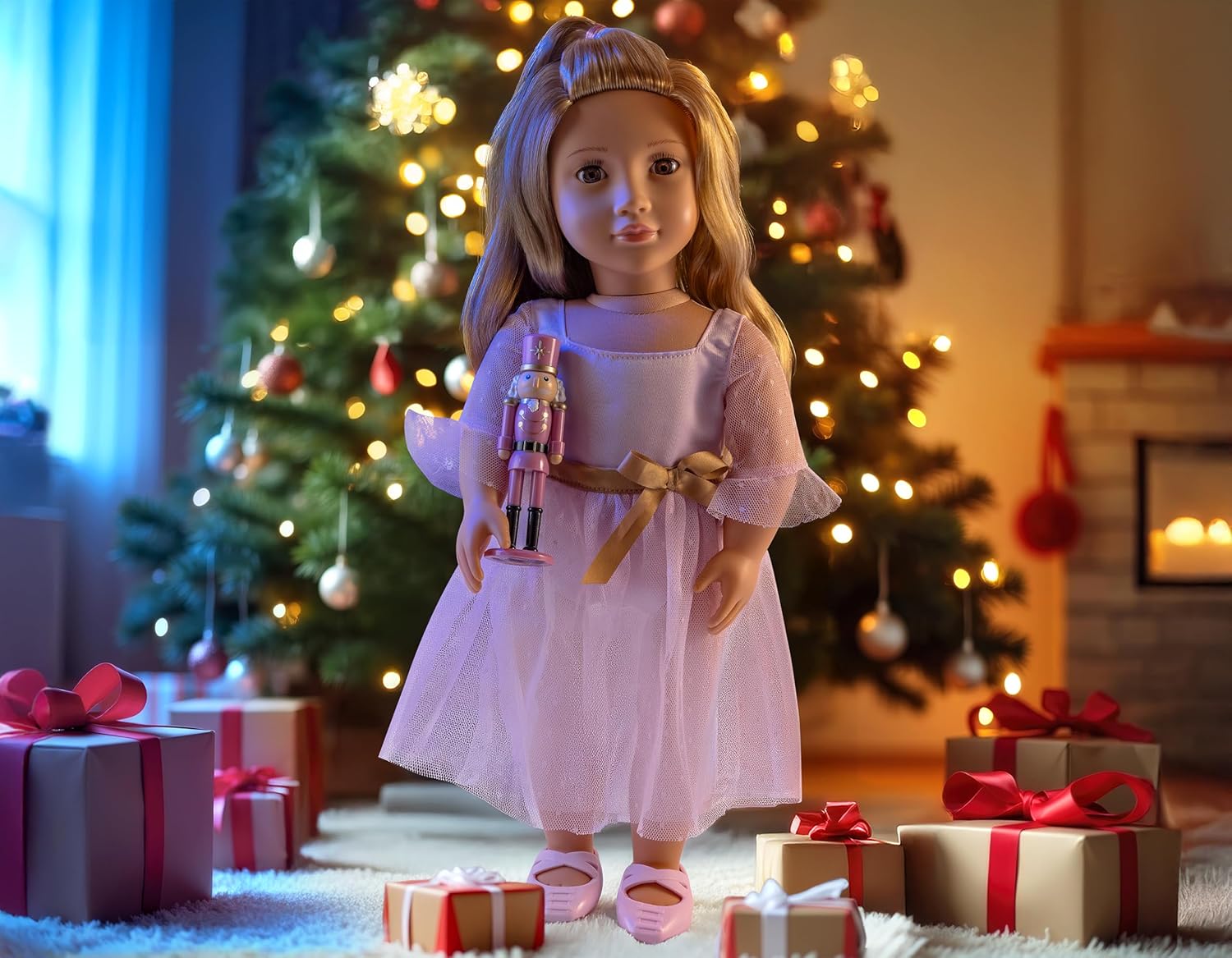 Our Generation Natasha Doll with Pink Dress and Nutcracker, Multicolor