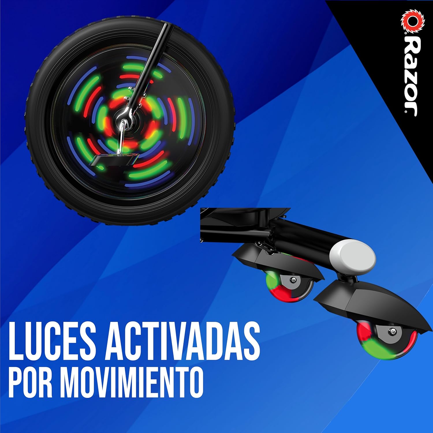 دراجة Razor RipRider 360 Lightshow Drifting ثلاثية العجلات للأطفال من سن 5 سنوات فما فوق، مزودة بدواسة ومصابيح LED متعددة الألوان تعمل بالحركة وعجلات خلفية