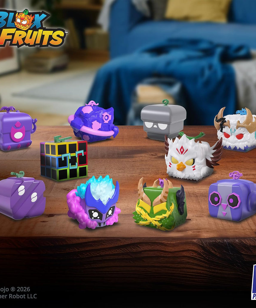 Blox Fruits Series 3 Mystery Minifigure 4-Pack, 4 Surprise Collectible Figures with Exclusive DLC Code, 10 Fruit Forms to Collect, Official Blox Fruits Merchandise, 6+ Years