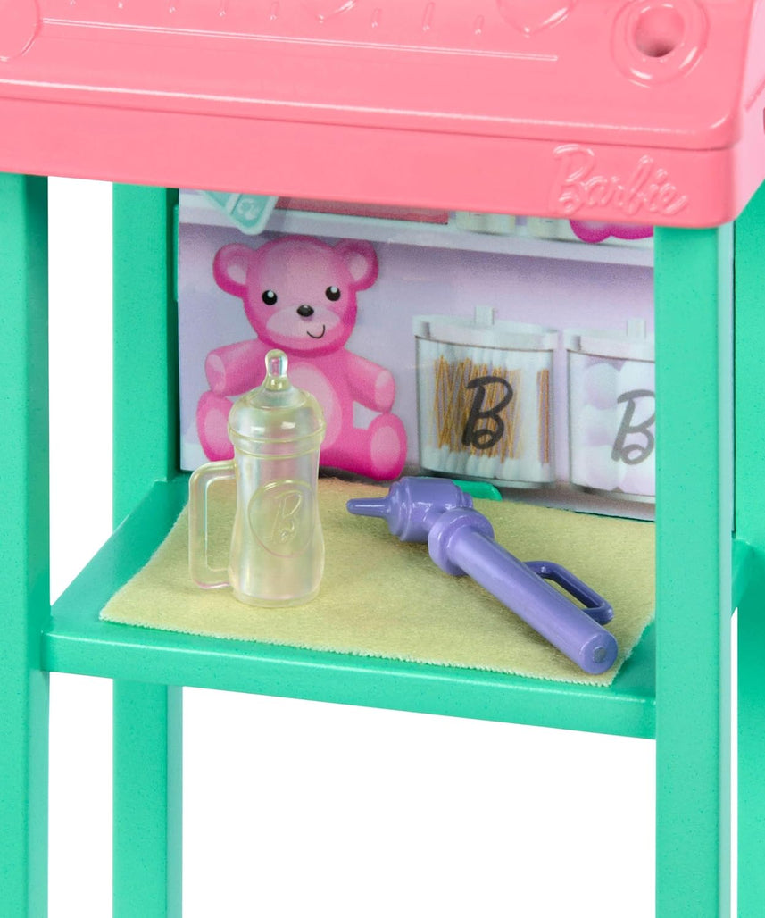 Barbie Baby Doctor Doll Playset with Baby Patient, Pink Scrubs, Exam Table, Medical Accessories & Furniture, Career Role-Play Toy for Kids 3+