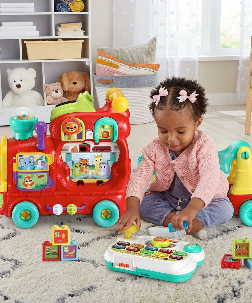 VTech Baby 4 in 1 Alphabet Letter Learning Train Educational Activity Walker Ride-On Pull Cart Multicolour 12–36 Months